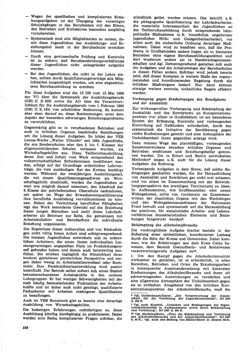 Neue Justiz (NJ), Zeitschrift für Recht und Rechtswissenschaft [Deutsche Demokratische Republik (DDR)], 21. Jahrgang 1967, Seite 558 (NJ DDR 1967, S. 558)