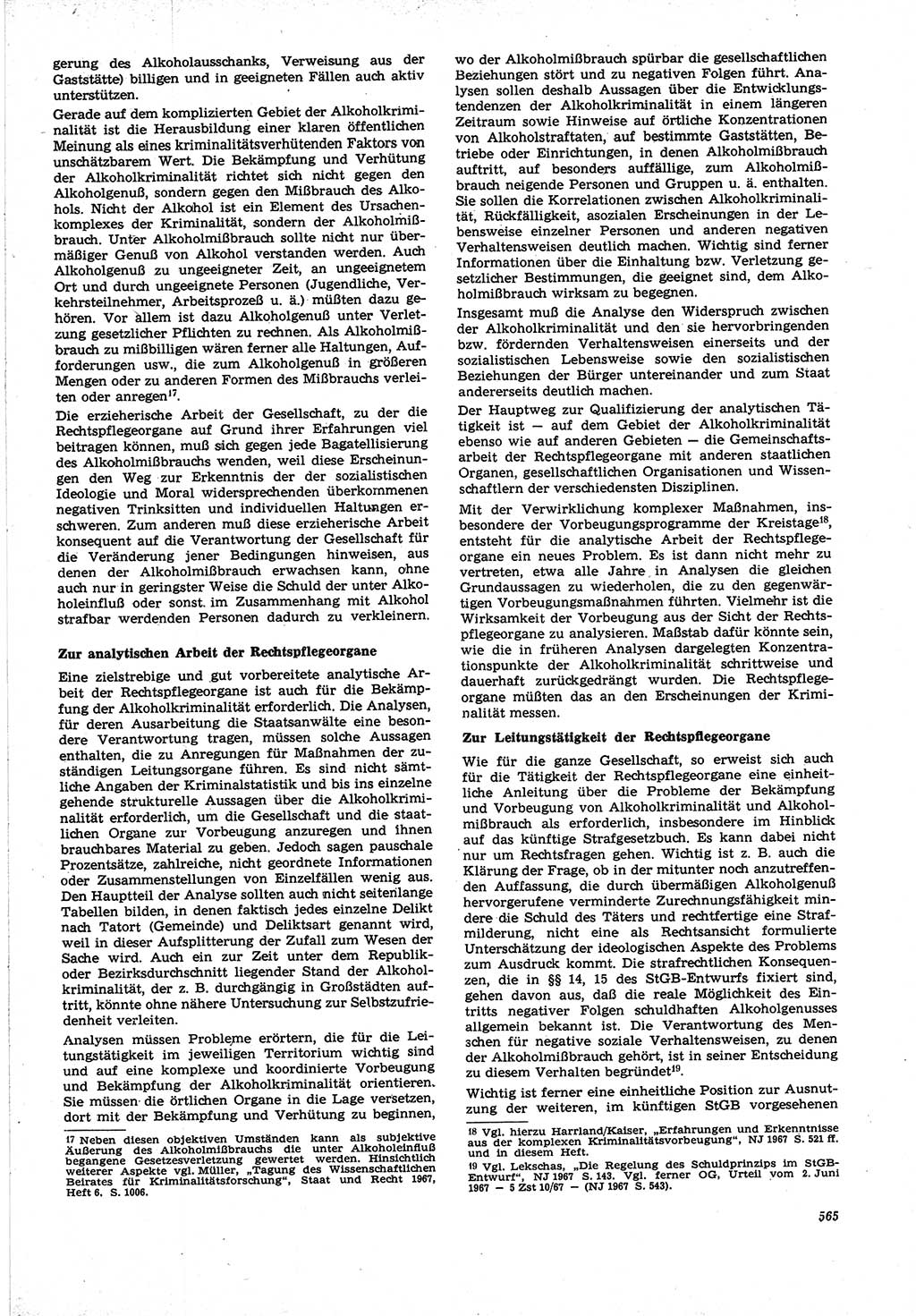Neue Justiz (NJ), Zeitschrift für Recht und Rechtswissenschaft [Deutsche Demokratische Republik (DDR)], 21. Jahrgang 1967, Seite 565 (NJ DDR 1967, S. 565)