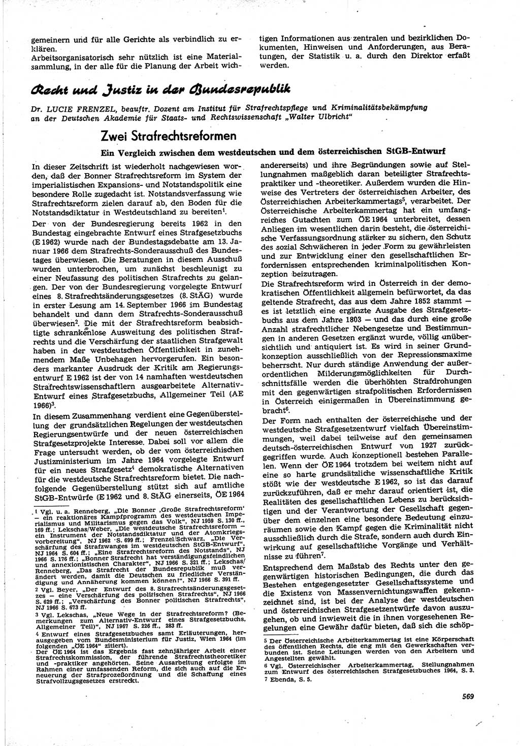 Neue Justiz (NJ), Zeitschrift für Recht und Rechtswissenschaft [Deutsche Demokratische Republik (DDR)], 21. Jahrgang 1967, Seite 569 (NJ DDR 1967, S. 569)