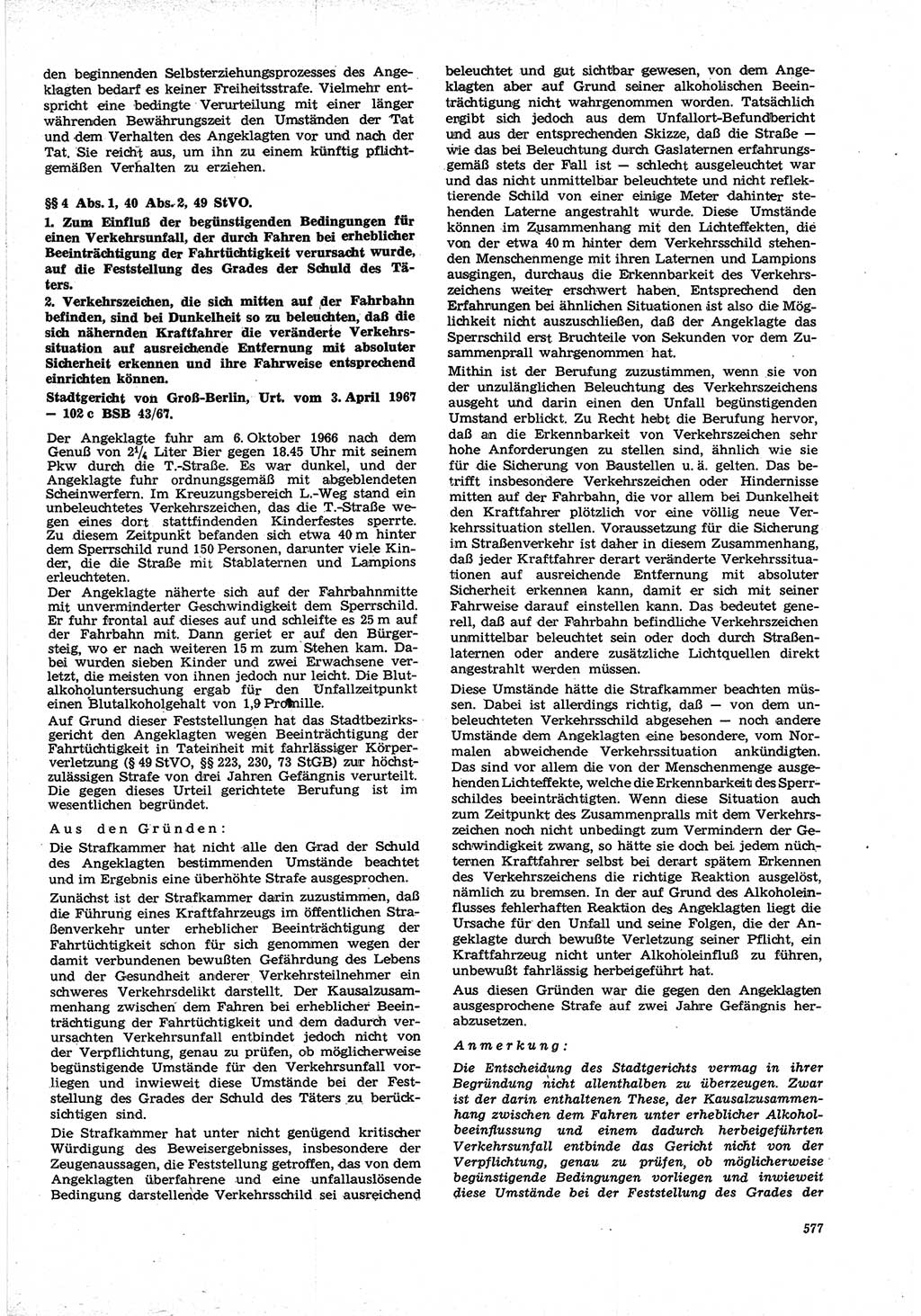 Neue Justiz (NJ), Zeitschrift für Recht und Rechtswissenschaft [Deutsche Demokratische Republik (DDR)], 21. Jahrgang 1967, Seite 577 (NJ DDR 1967, S. 577)