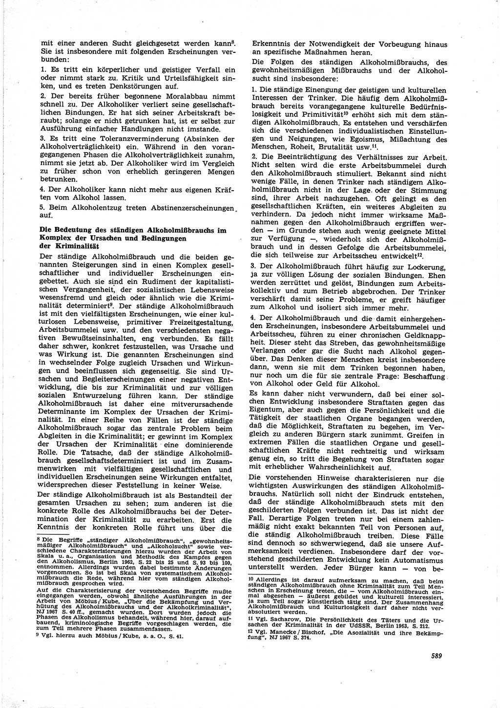 Neue Justiz (NJ), Zeitschrift für Recht und Rechtswissenschaft [Deutsche Demokratische Republik (DDR)], 21. Jahrgang 1967, Seite 589 (NJ DDR 1967, S. 589)