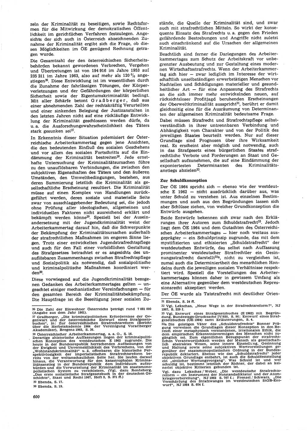 Neue Justiz (NJ), Zeitschrift für Recht und Rechtswissenschaft [Deutsche Demokratische Republik (DDR)], 21. Jahrgang 1967, Seite 600 (NJ DDR 1967, S. 600)