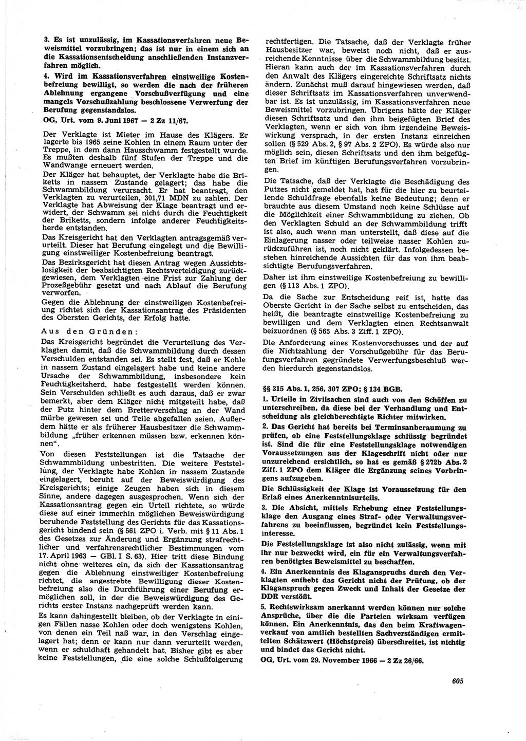Neue Justiz (NJ), Zeitschrift für Recht und Rechtswissenschaft [Deutsche Demokratische Republik (DDR)], 21. Jahrgang 1967, Seite 605 (NJ DDR 1967, S. 605)