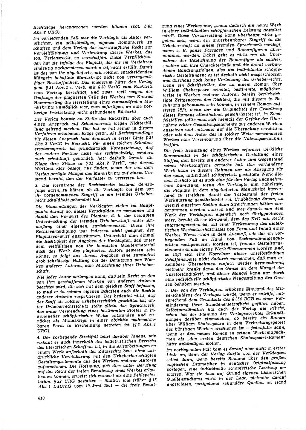 Neue Justiz (NJ), Zeitschrift für Recht und Rechtswissenschaft [Deutsche Demokratische Republik (DDR)], 21. Jahrgang 1967, Seite 610 (NJ DDR 1967, S. 610)