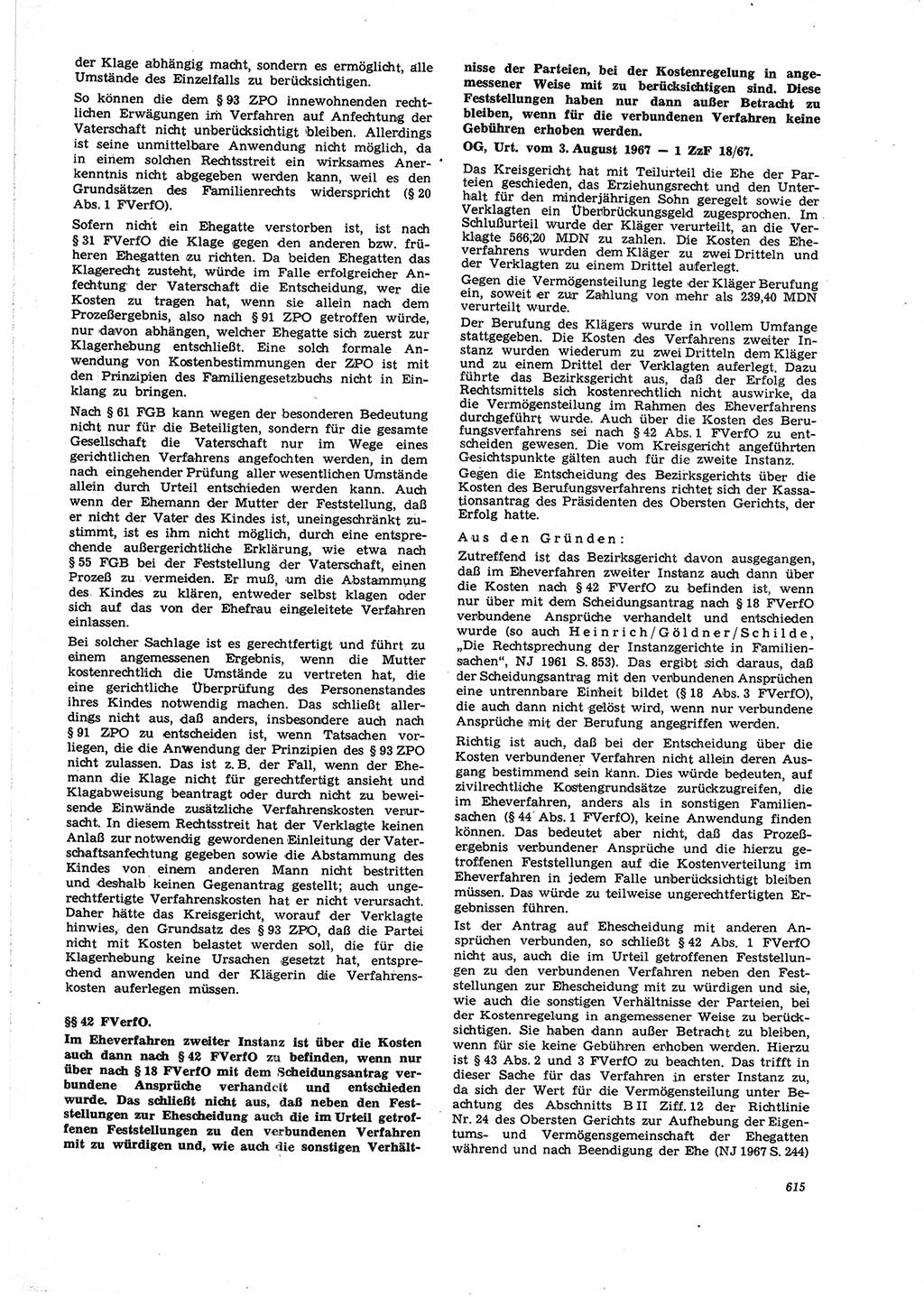 Neue Justiz (NJ), Zeitschrift für Recht und Rechtswissenschaft [Deutsche Demokratische Republik (DDR)], 21. Jahrgang 1967, Seite 615 (NJ DDR 1967, S. 615)