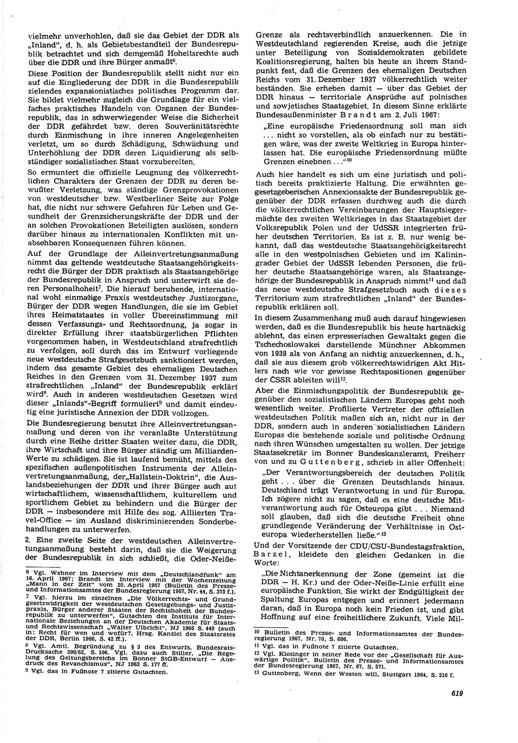 Neue Justiz (NJ), Zeitschrift für Recht und Rechtswissenschaft [Deutsche Demokratische Republik (DDR)], 21. Jahrgang 1967, Seite 619 (NJ DDR 1967, S. 619)