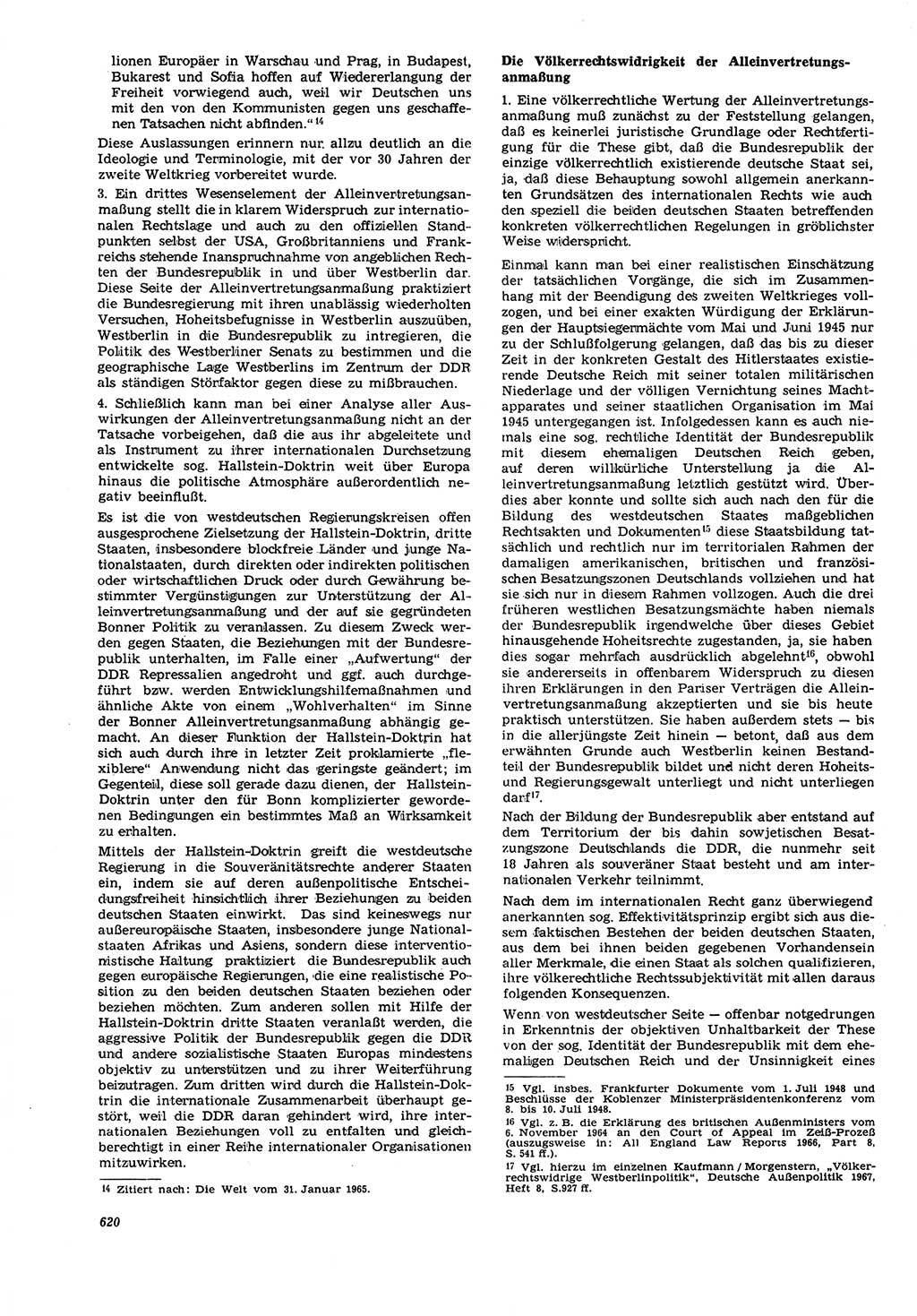 Neue Justiz (NJ), Zeitschrift für Recht und Rechtswissenschaft [Deutsche Demokratische Republik (DDR)], 21. Jahrgang 1967, Seite 620 (NJ DDR 1967, S. 620)
