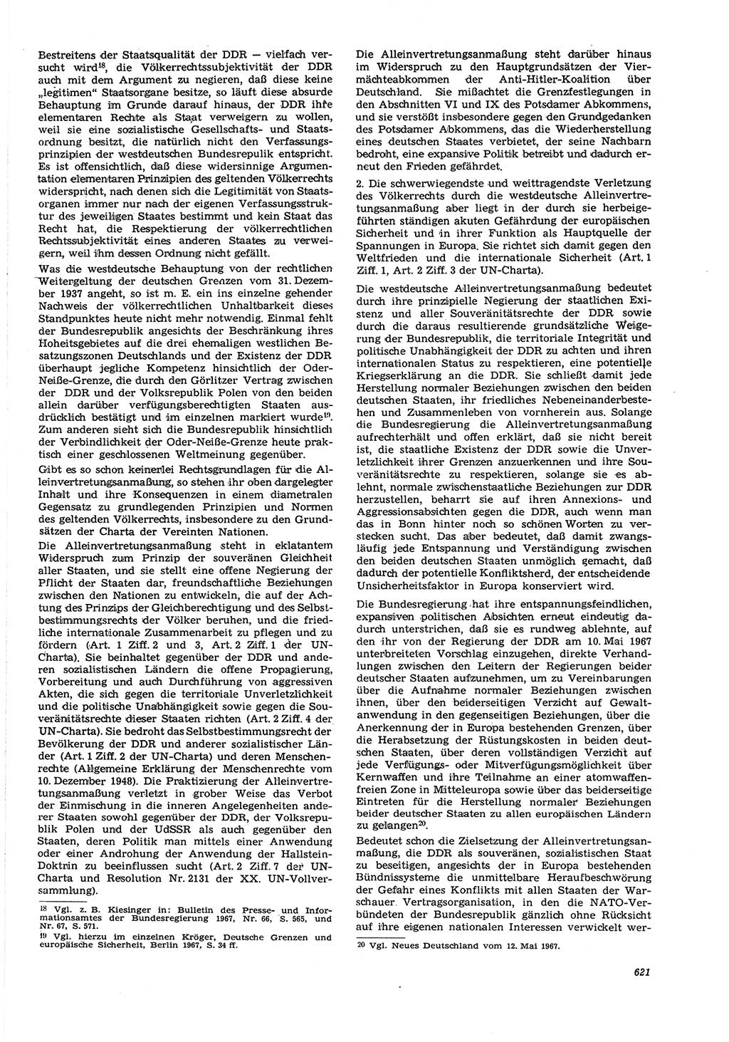 Neue Justiz (NJ), Zeitschrift für Recht und Rechtswissenschaft [Deutsche Demokratische Republik (DDR)], 21. Jahrgang 1967, Seite 621 (NJ DDR 1967, S. 621)