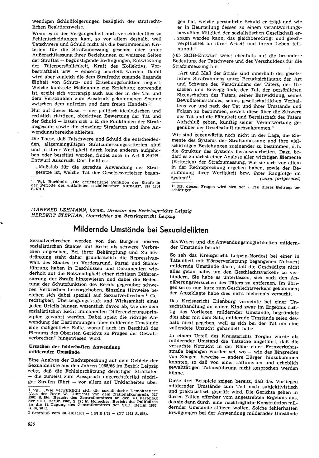 Neue Justiz (NJ), Zeitschrift für Recht und Rechtswissenschaft [Deutsche Demokratische Republik (DDR)], 21. Jahrgang 1967, Seite 626 (NJ DDR 1967, S. 626)