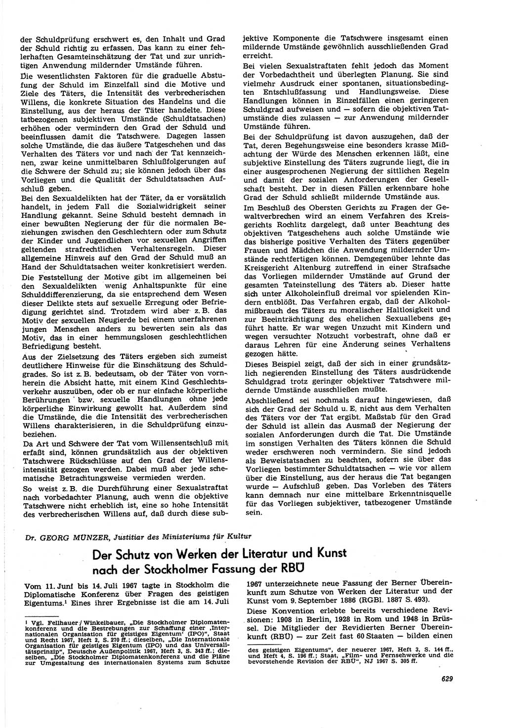 Neue Justiz (NJ), Zeitschrift für Recht und Rechtswissenschaft [Deutsche Demokratische Republik (DDR)], 21. Jahrgang 1967, Seite 629 (NJ DDR 1967, S. 629)
