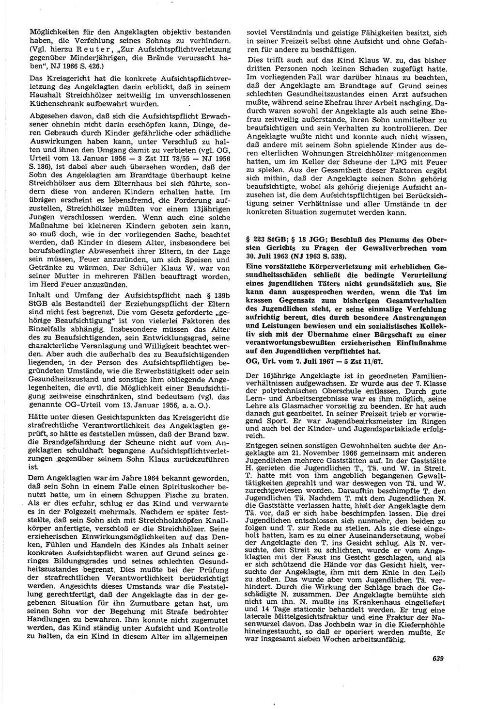 Neue Justiz (NJ), Zeitschrift für Recht und Rechtswissenschaft [Deutsche Demokratische Republik (DDR)], 21. Jahrgang 1967, Seite 639 (NJ DDR 1967, S. 639)