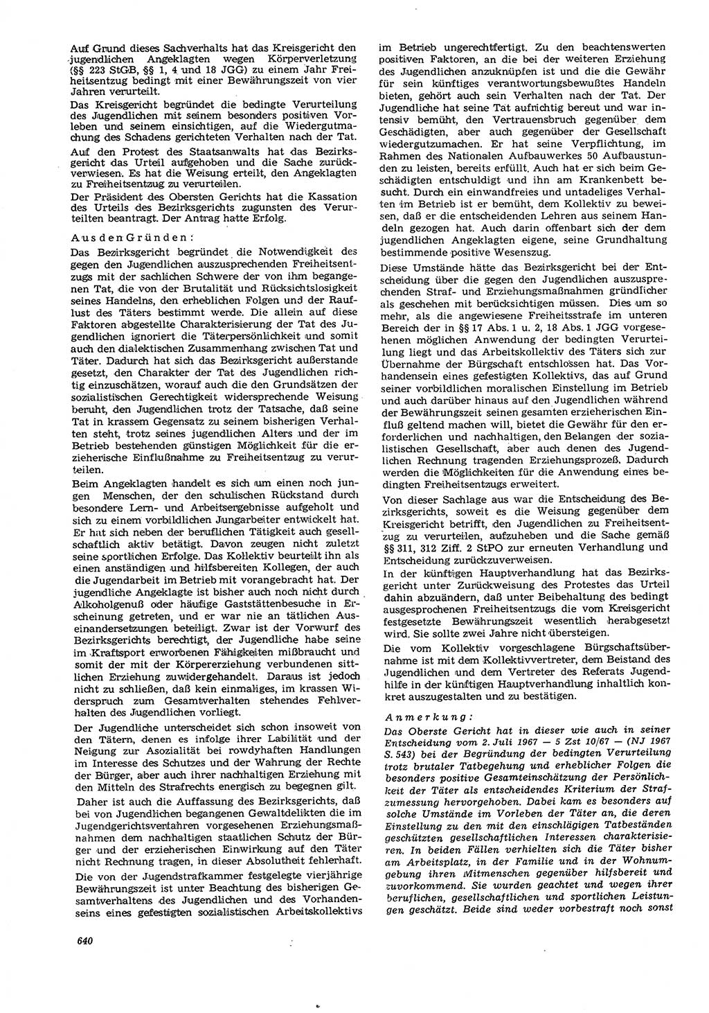 Neue Justiz (NJ), Zeitschrift für Recht und Rechtswissenschaft [Deutsche Demokratische Republik (DDR)], 21. Jahrgang 1967, Seite 640 (NJ DDR 1967, S. 640)