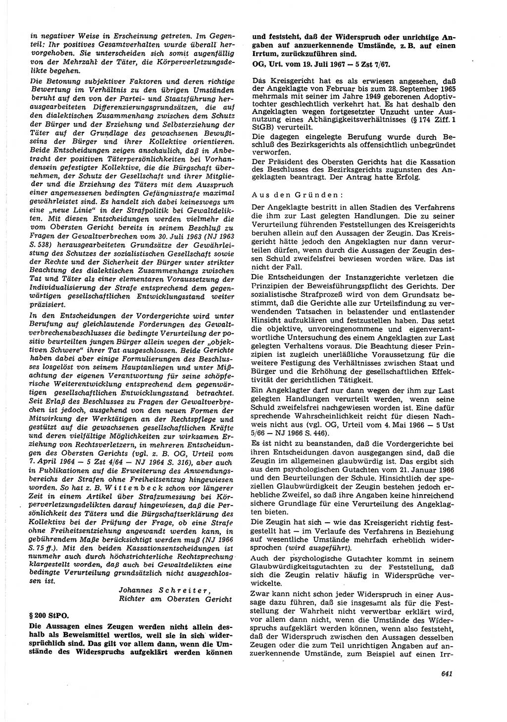 Neue Justiz (NJ), Zeitschrift für Recht und Rechtswissenschaft [Deutsche Demokratische Republik (DDR)], 21. Jahrgang 1967, Seite 641 (NJ DDR 1967, S. 641)