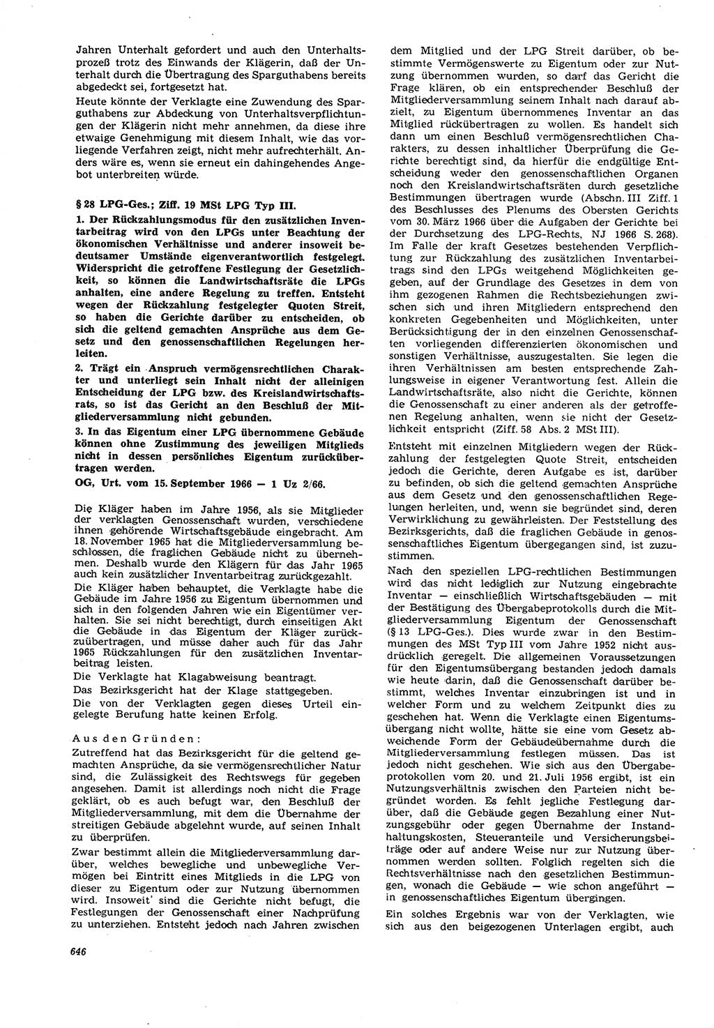 Neue Justiz (NJ), Zeitschrift für Recht und Rechtswissenschaft [Deutsche Demokratische Republik (DDR)], 21. Jahrgang 1967, Seite 646 (NJ DDR 1967, S. 646)
