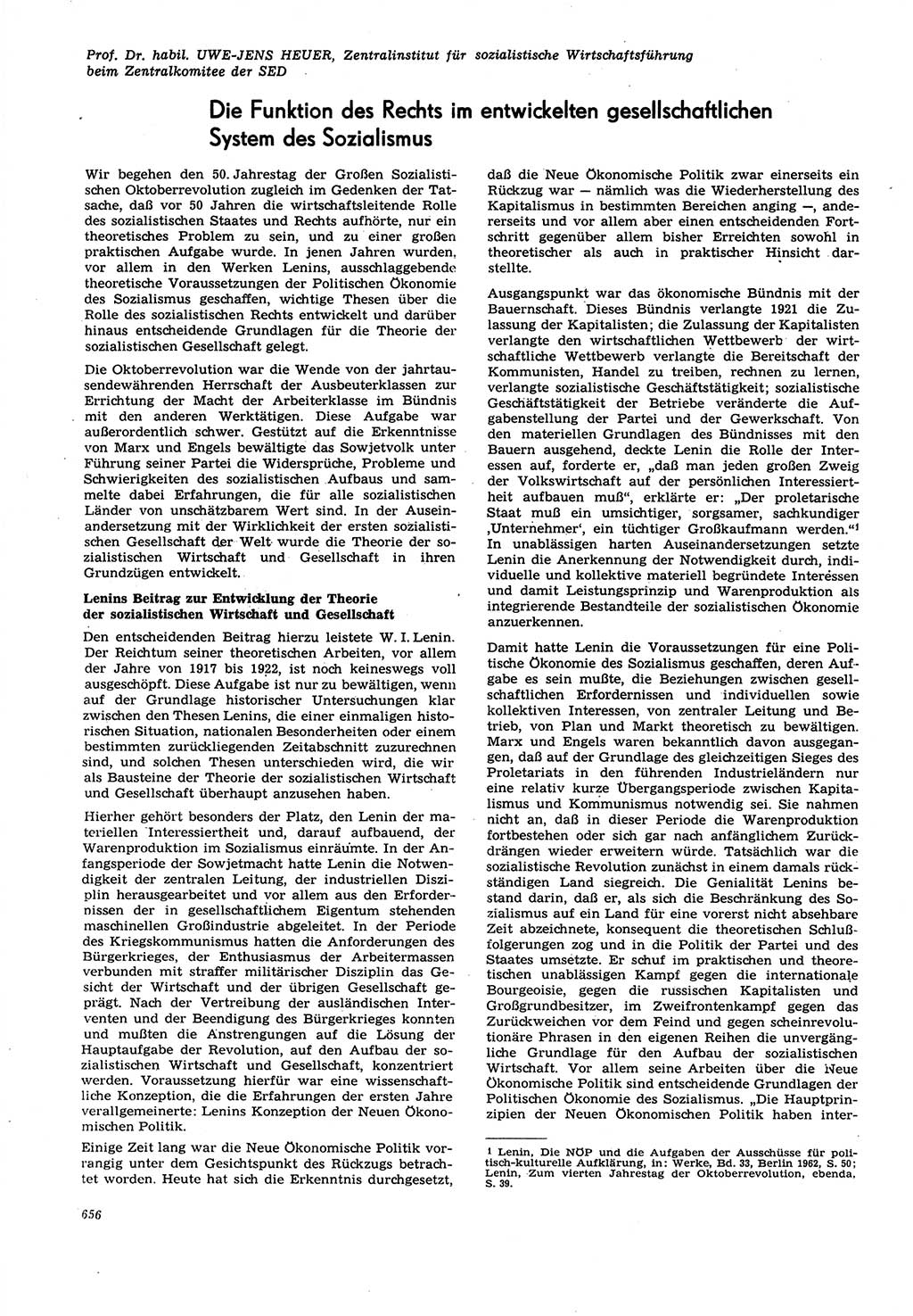 Neue Justiz (NJ), Zeitschrift für Recht und Rechtswissenschaft [Deutsche Demokratische Republik (DDR)], 21. Jahrgang 1967, Seite 656 (NJ DDR 1967, S. 656)