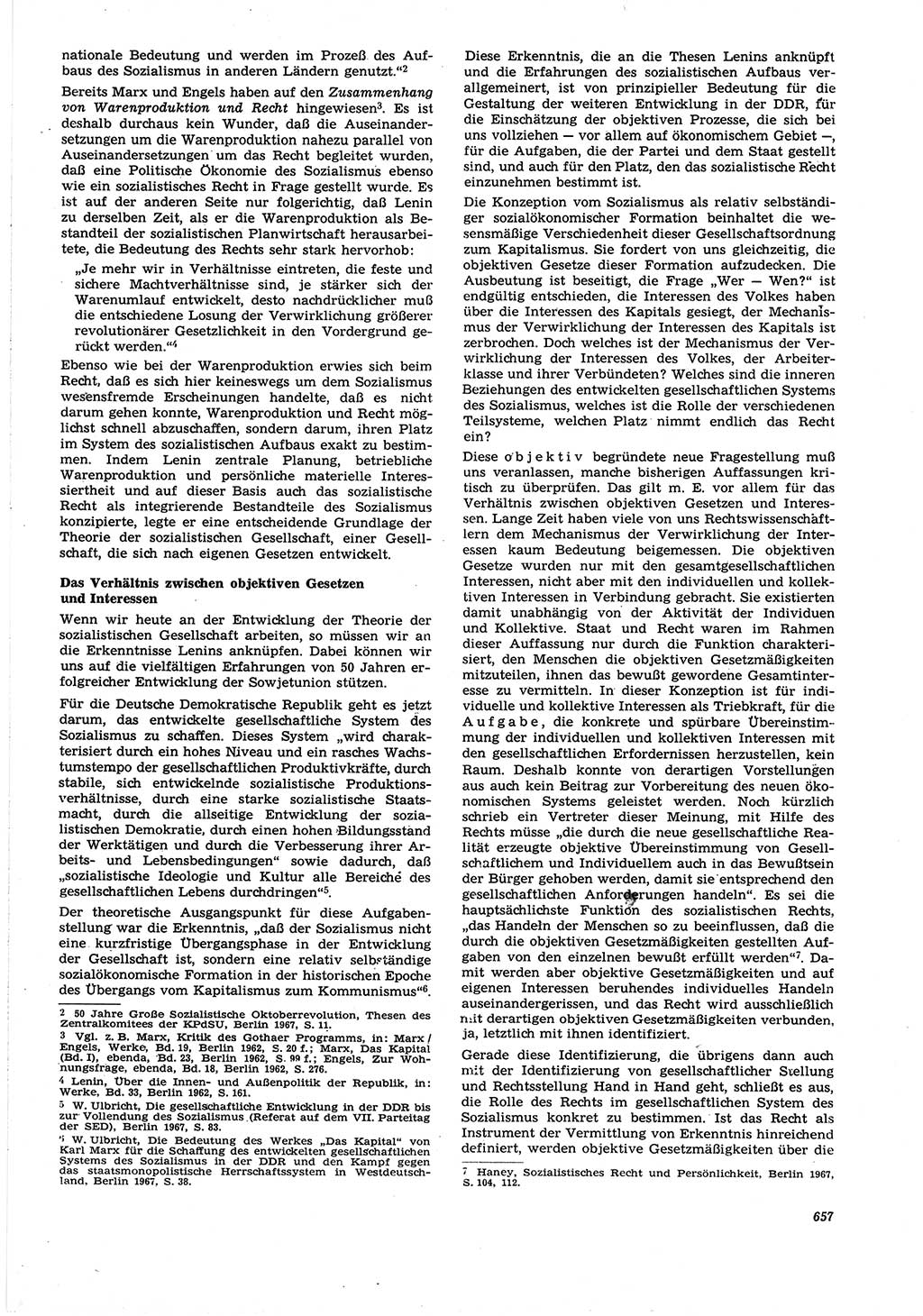 Neue Justiz (NJ), Zeitschrift für Recht und Rechtswissenschaft [Deutsche Demokratische Republik (DDR)], 21. Jahrgang 1967, Seite 657 (NJ DDR 1967, S. 657)