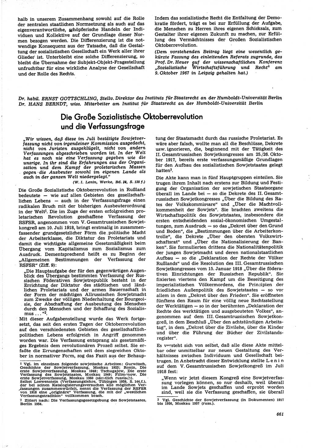 Neue Justiz (NJ), Zeitschrift für Recht und Rechtswissenschaft [Deutsche Demokratische Republik (DDR)], 21. Jahrgang 1967, Seite 661 (NJ DDR 1967, S. 661)