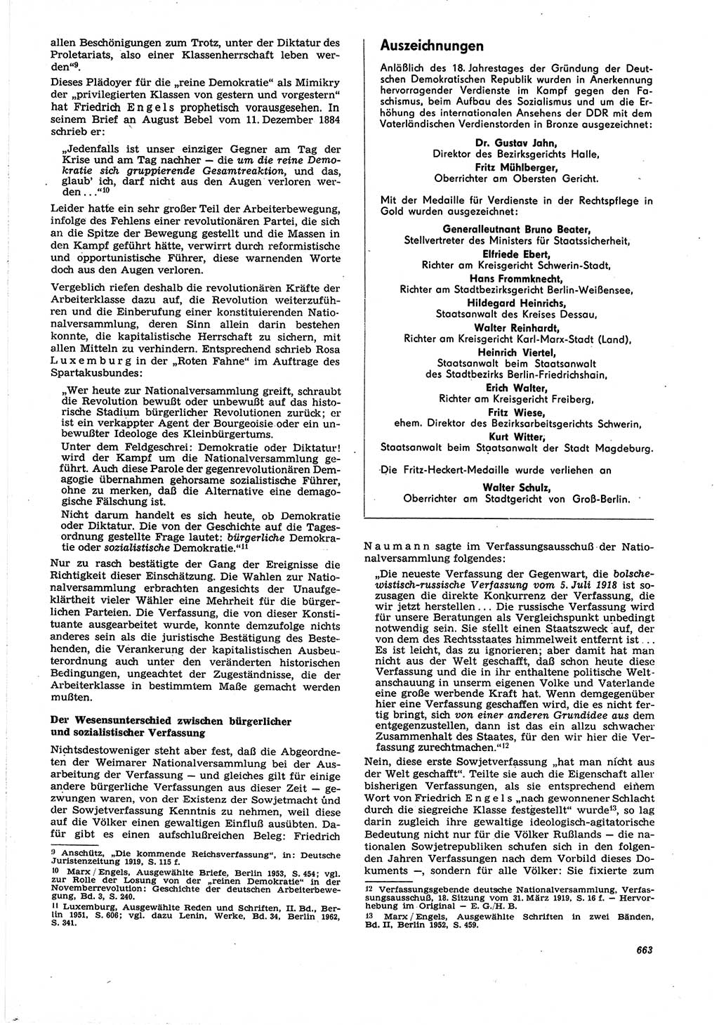 Neue Justiz (NJ), Zeitschrift für Recht und Rechtswissenschaft [Deutsche Demokratische Republik (DDR)], 21. Jahrgang 1967, Seite 663 (NJ DDR 1967, S. 663)