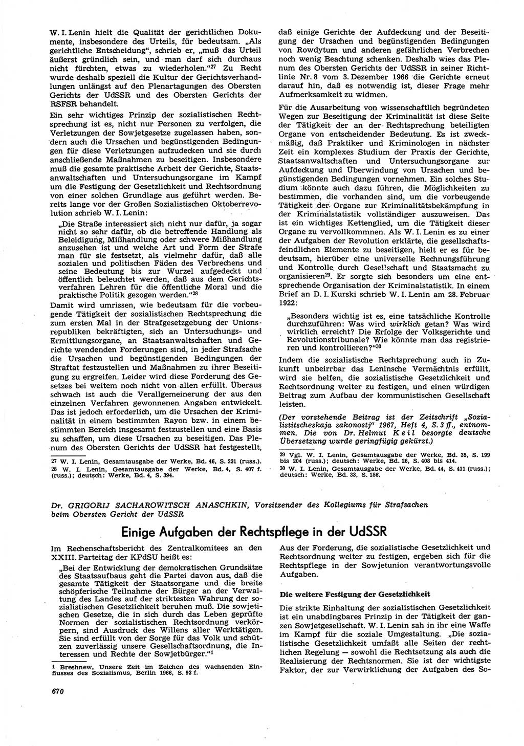 Neue Justiz (NJ), Zeitschrift für Recht und Rechtswissenschaft [Deutsche Demokratische Republik (DDR)], 21. Jahrgang 1967, Seite 670 (NJ DDR 1967, S. 670)