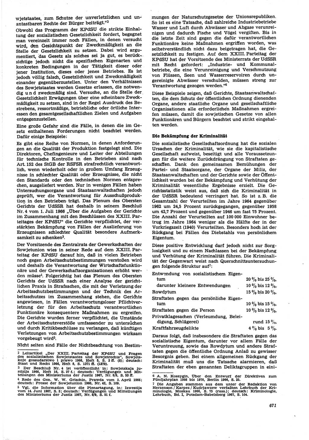 Neue Justiz (NJ), Zeitschrift für Recht und Rechtswissenschaft [Deutsche Demokratische Republik (DDR)], 21. Jahrgang 1967, Seite 671 (NJ DDR 1967, S. 671)