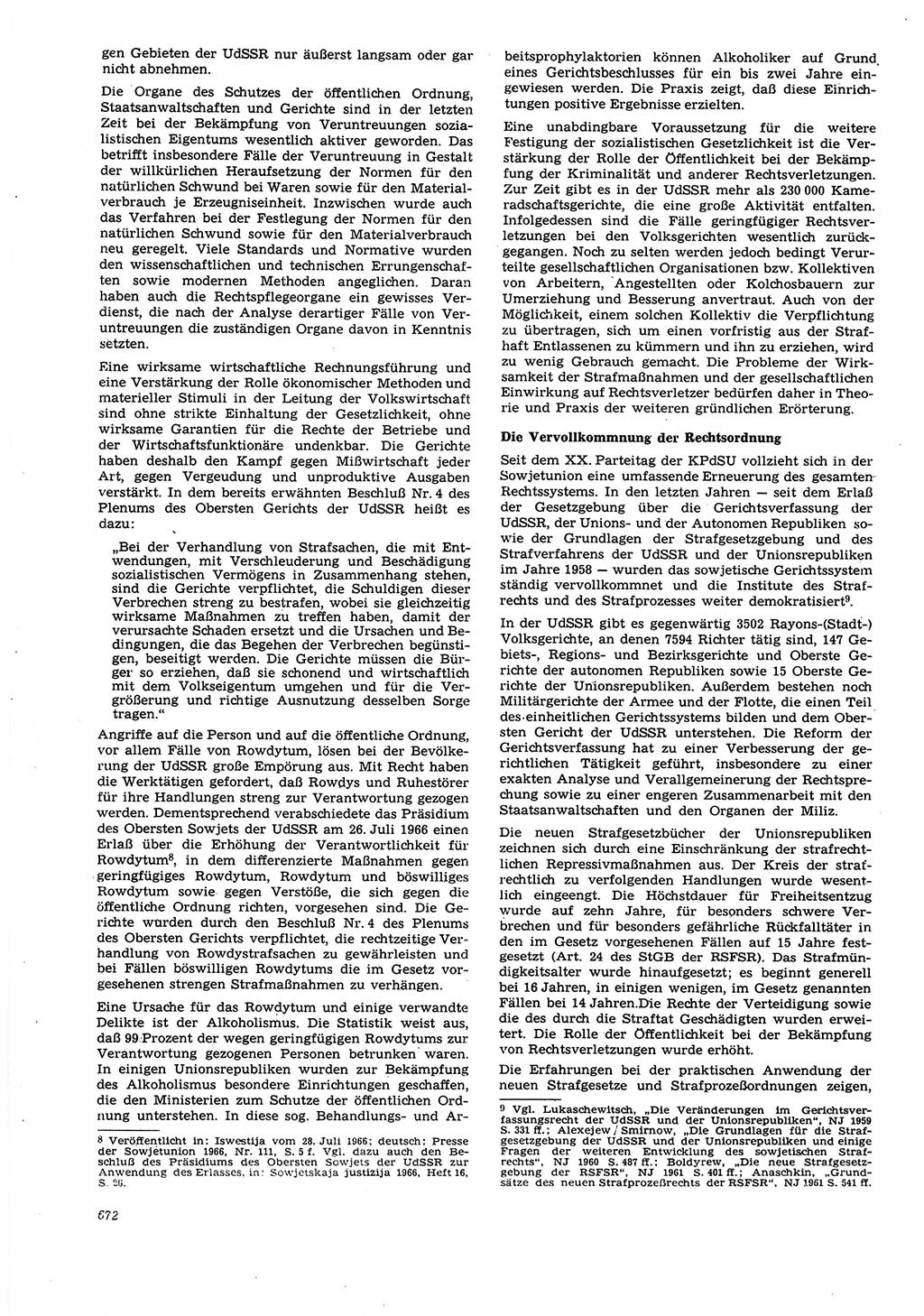 Neue Justiz (NJ), Zeitschrift für Recht und Rechtswissenschaft [Deutsche Demokratische Republik (DDR)], 21. Jahrgang 1967, Seite 672 (NJ DDR 1967, S. 672)