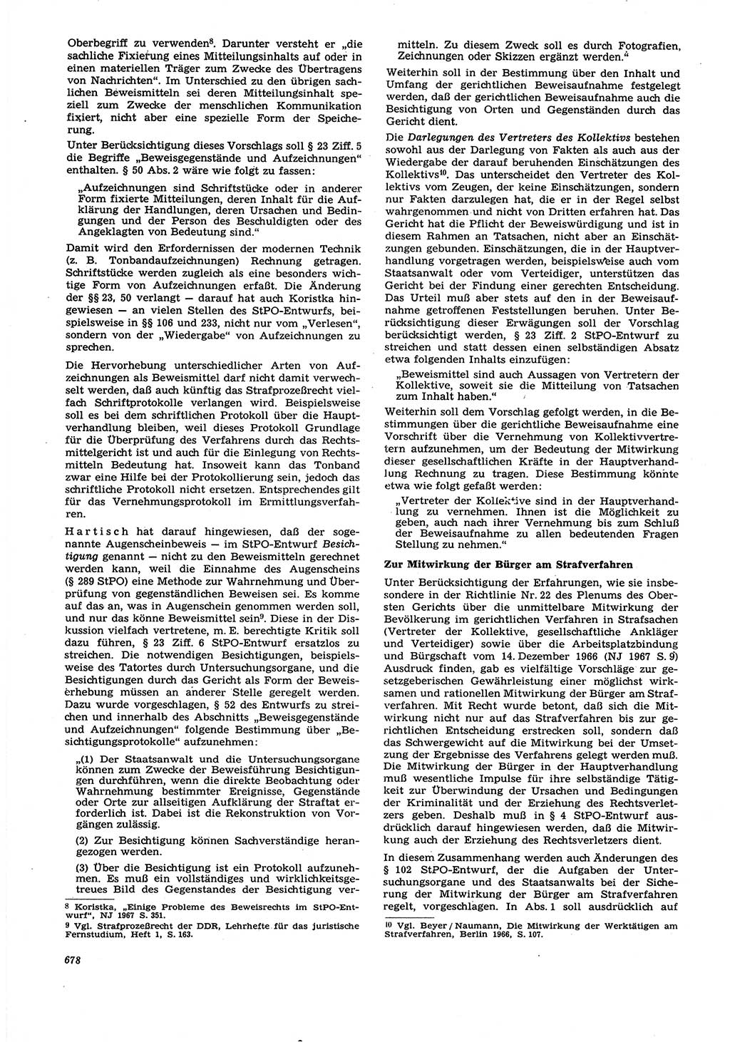 Neue Justiz (NJ), Zeitschrift für Recht und Rechtswissenschaft [Deutsche Demokratische Republik (DDR)], 21. Jahrgang 1967, Seite 678 (NJ DDR 1967, S. 678)