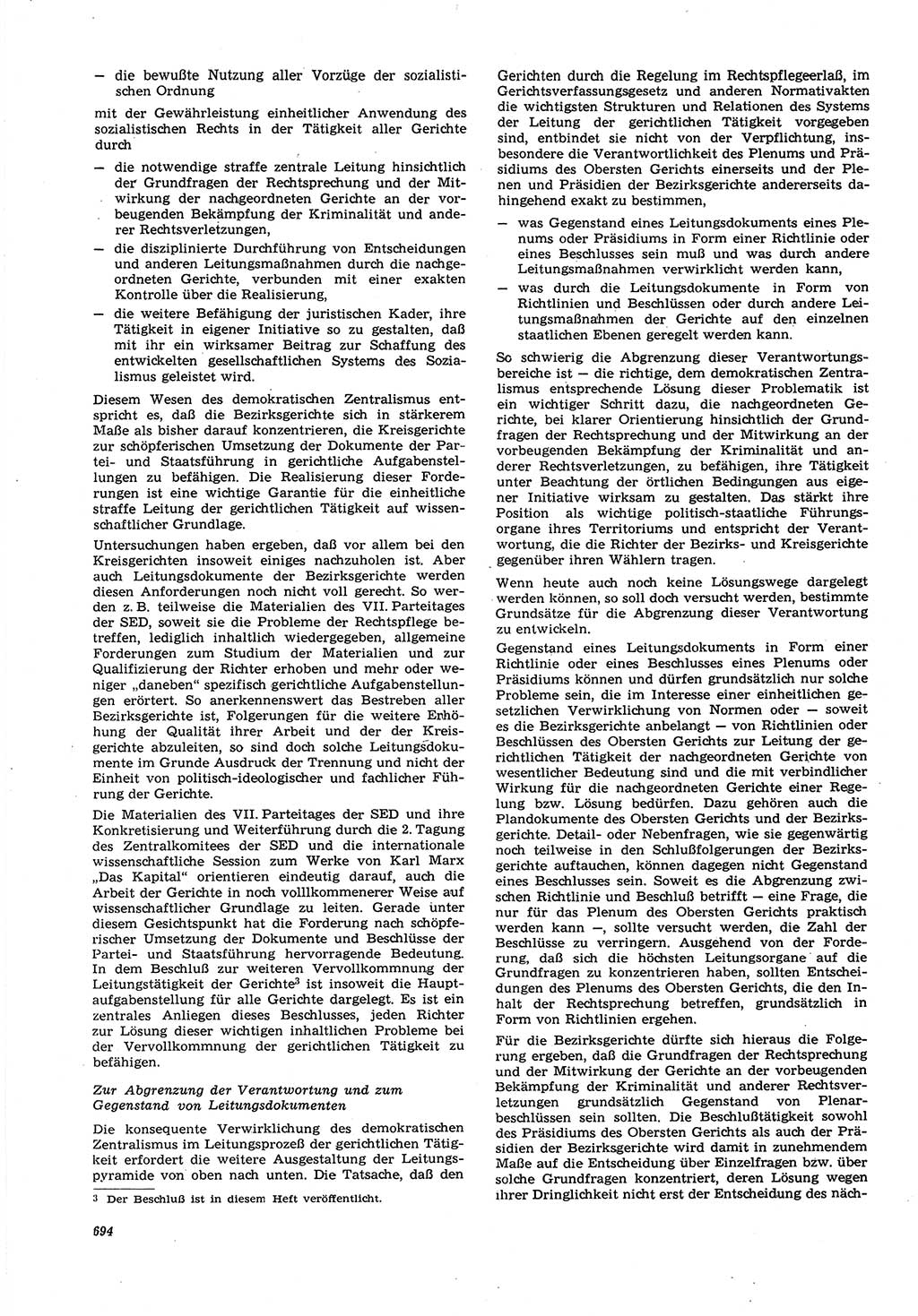 Neue Justiz (NJ), Zeitschrift für Recht und Rechtswissenschaft [Deutsche Demokratische Republik (DDR)], 21. Jahrgang 1967, Seite 694 (NJ DDR 1967, S. 694)