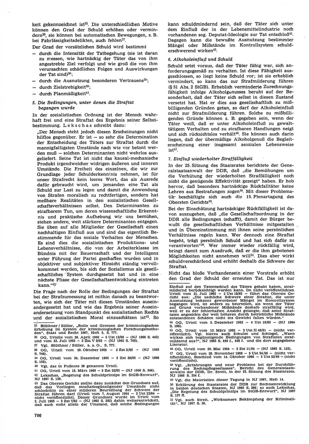 Neue Justiz (NJ), Zeitschrift für Recht und Rechtswissenschaft [Deutsche Demokratische Republik (DDR)], 21. Jahrgang 1967, Seite 706 (NJ DDR 1967, S. 706)