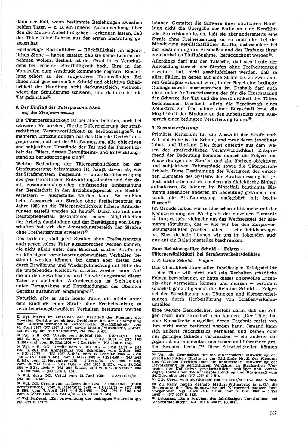 Neue Justiz (NJ), Zeitschrift für Recht und Rechtswissenschaft [Deutsche Demokratische Republik (DDR)], 21. Jahrgang 1967, Seite 707 (NJ DDR 1967, S. 707)