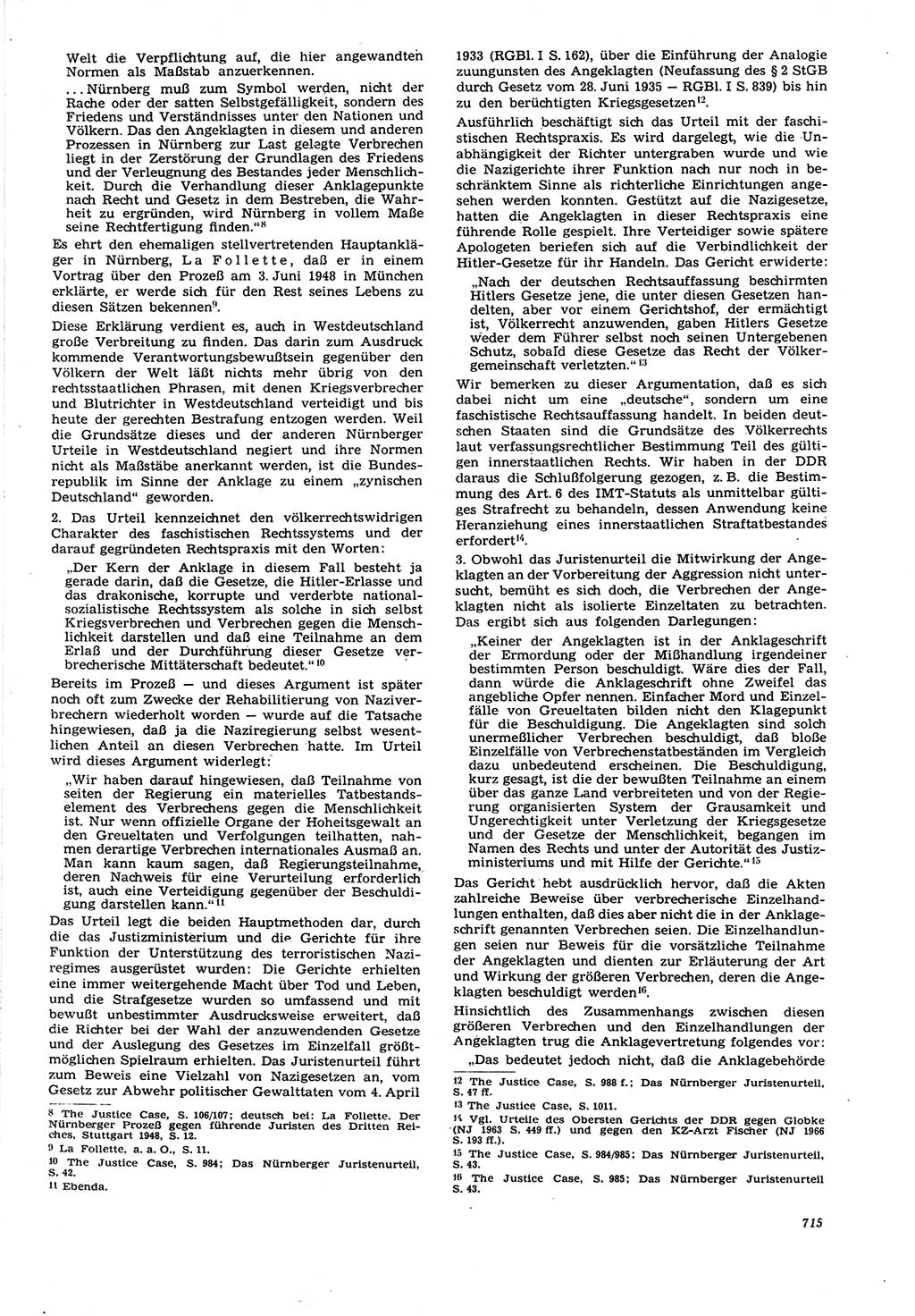 Neue Justiz (NJ), Zeitschrift für Recht und Rechtswissenschaft [Deutsche Demokratische Republik (DDR)], 21. Jahrgang 1967, Seite 715 (NJ DDR 1967, S. 715)