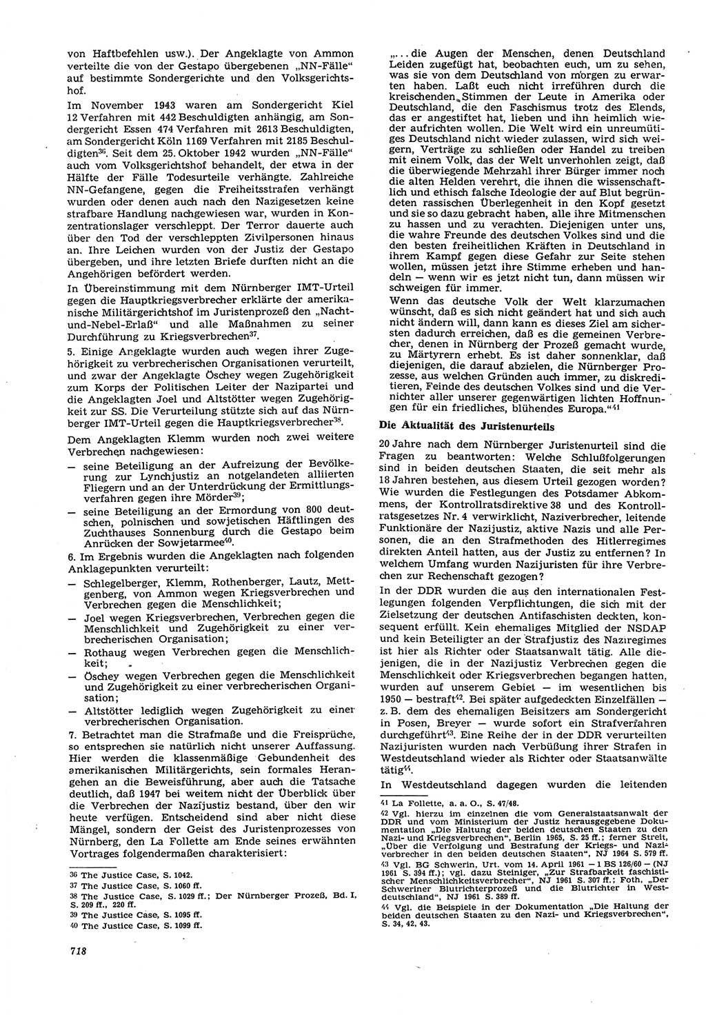 Neue Justiz (NJ), Zeitschrift für Recht und Rechtswissenschaft [Deutsche Demokratische Republik (DDR)], 21. Jahrgang 1967, Seite 718 (NJ DDR 1967, S. 718)