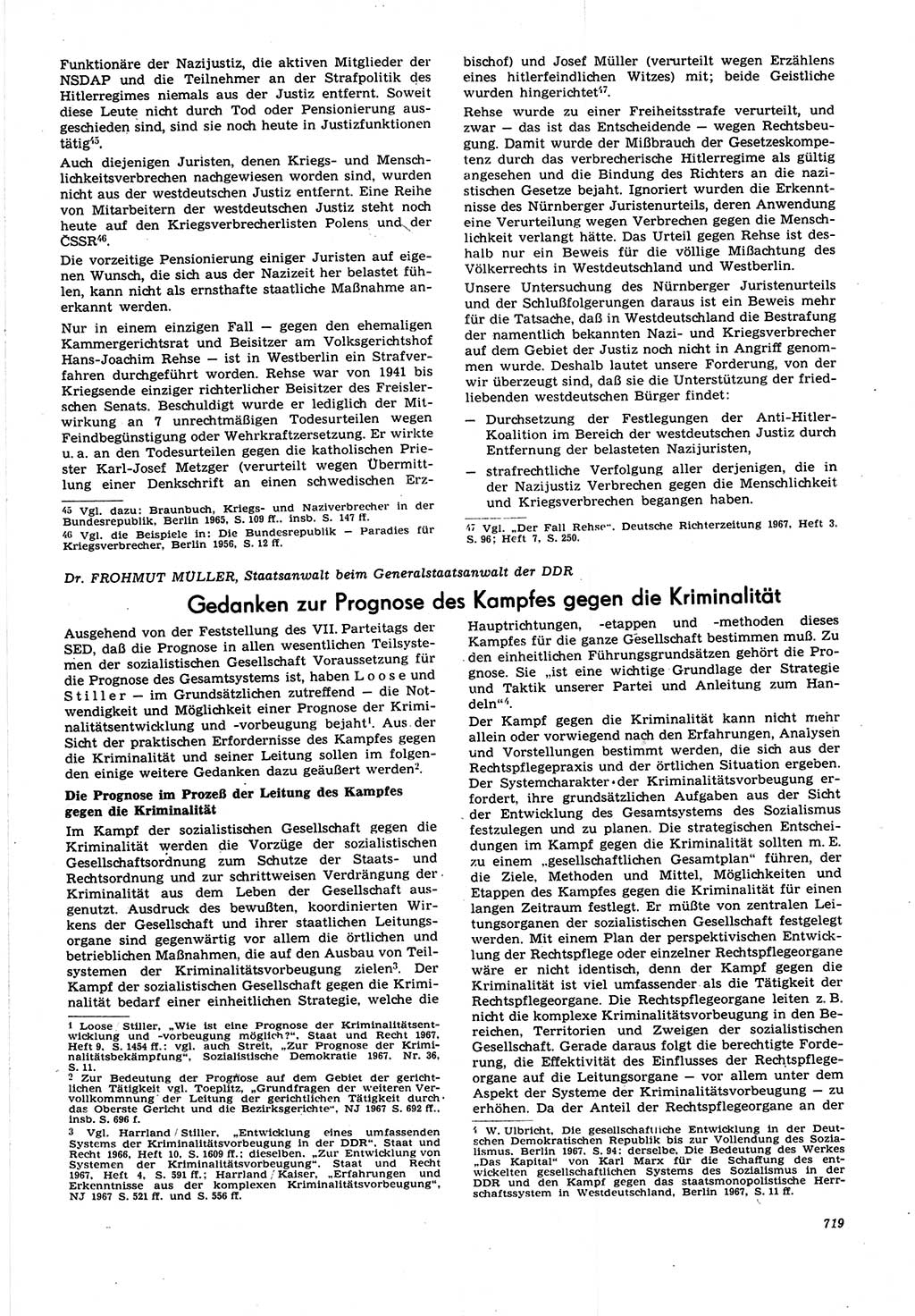Neue Justiz (NJ), Zeitschrift für Recht und Rechtswissenschaft [Deutsche Demokratische Republik (DDR)], 21. Jahrgang 1967, Seite 719 (NJ DDR 1967, S. 719)
