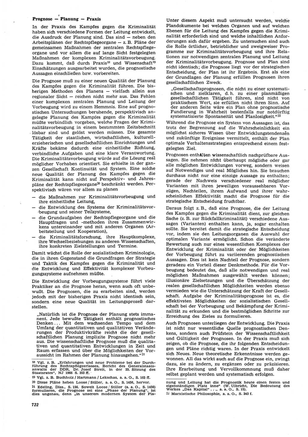 Neue Justiz (NJ), Zeitschrift für Recht und Rechtswissenschaft [Deutsche Demokratische Republik (DDR)], 21. Jahrgang 1967, Seite 722 (NJ DDR 1967, S. 722)