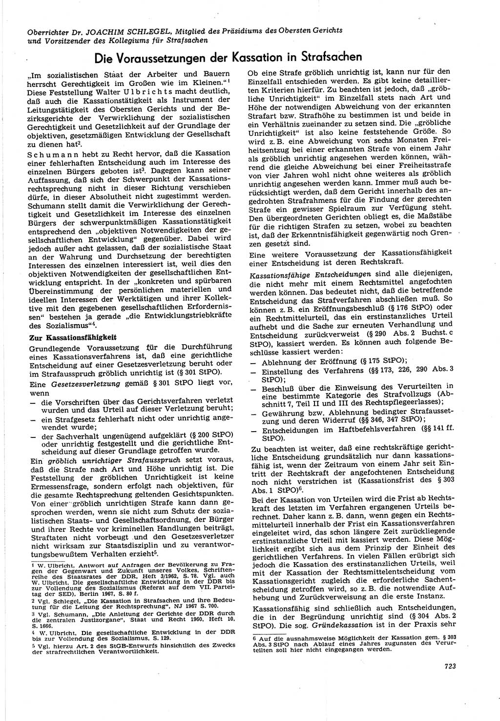 Neue Justiz (NJ), Zeitschrift für Recht und Rechtswissenschaft [Deutsche Demokratische Republik (DDR)], 21. Jahrgang 1967, Seite 723 (NJ DDR 1967, S. 723)