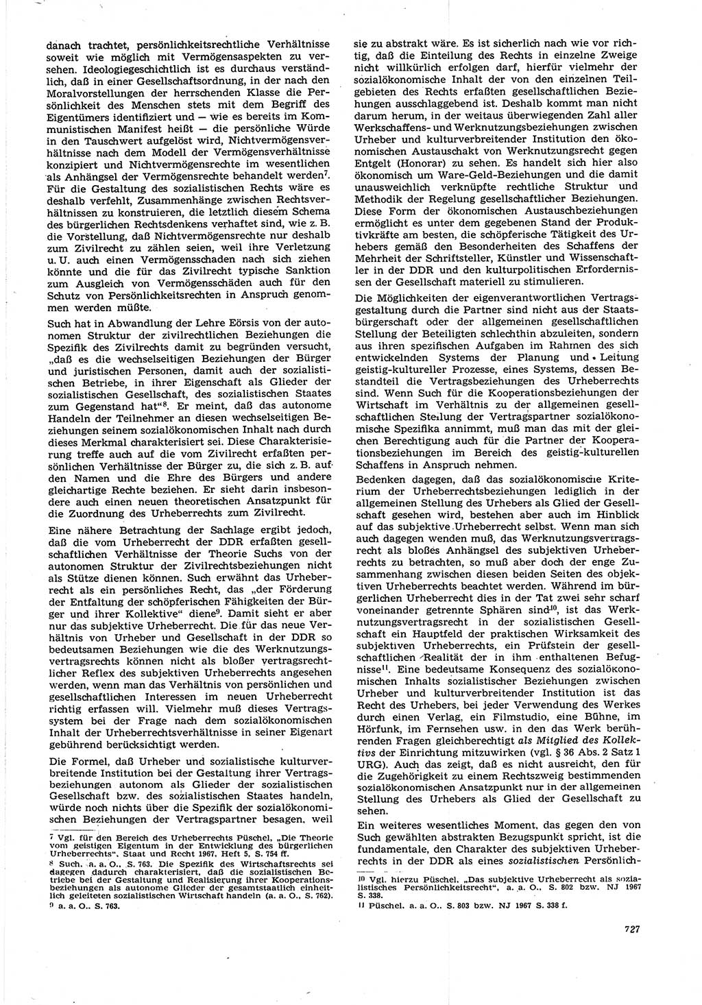 Neue Justiz (NJ), Zeitschrift für Recht und Rechtswissenschaft [Deutsche Demokratische Republik (DDR)], 21. Jahrgang 1967, Seite 727 (NJ DDR 1967, S. 727)