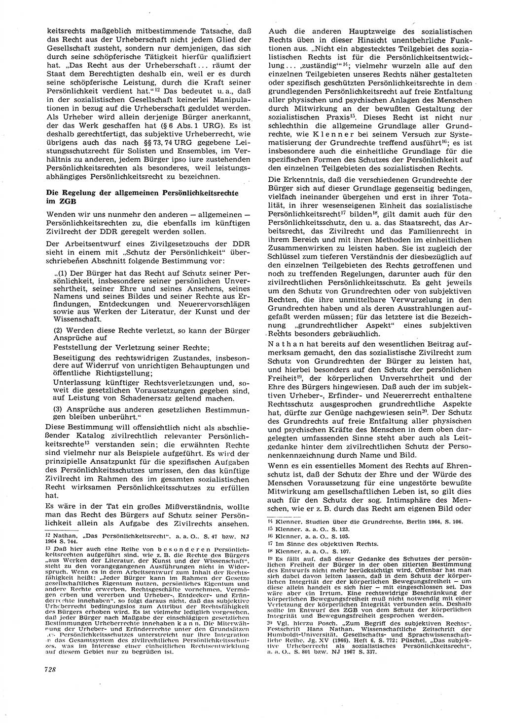Neue Justiz (NJ), Zeitschrift für Recht und Rechtswissenschaft [Deutsche Demokratische Republik (DDR)], 21. Jahrgang 1967, Seite 728 (NJ DDR 1967, S. 728)