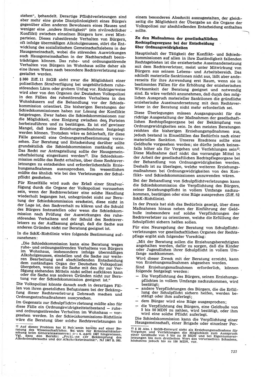 Neue Justiz (NJ), Zeitschrift für Recht und Rechtswissenschaft [Deutsche Demokratische Republik (DDR)], 21. Jahrgang 1967, Seite 733 (NJ DDR 1967, S. 733)