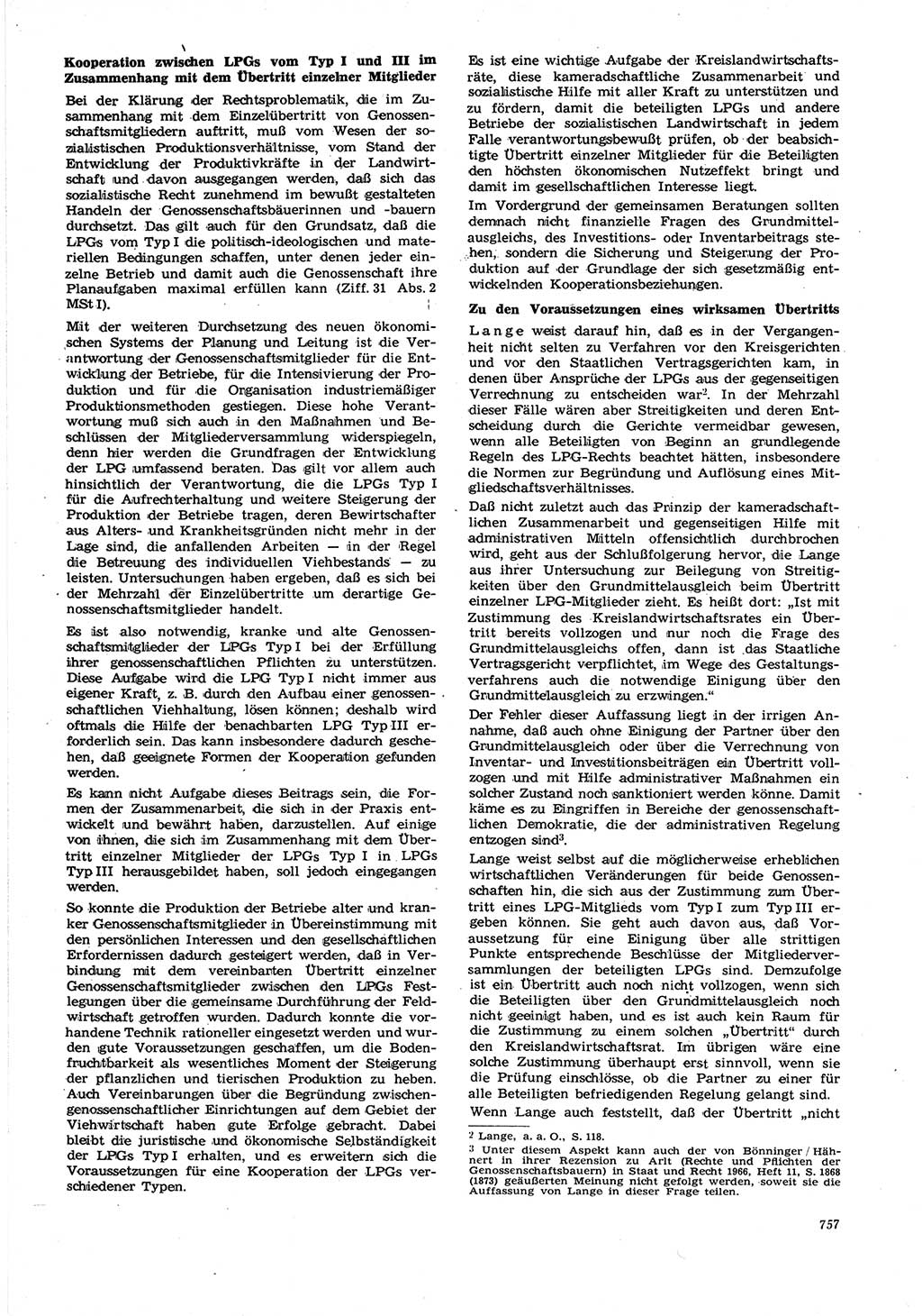 Neue Justiz (NJ), Zeitschrift für Recht und Rechtswissenschaft [Deutsche Demokratische Republik (DDR)], 21. Jahrgang 1967, Seite 757 (NJ DDR 1967, S. 757)