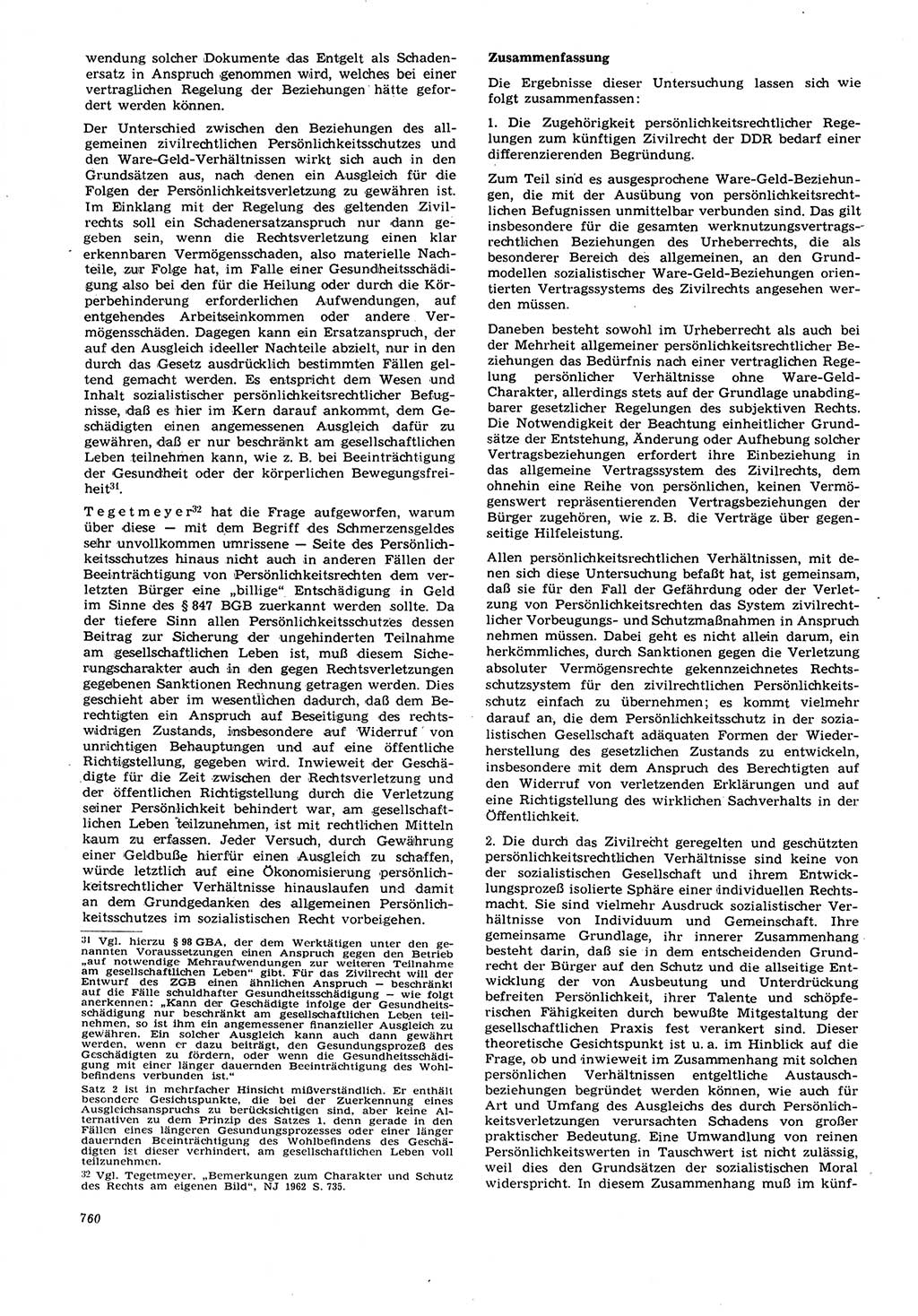 Neue Justiz (NJ), Zeitschrift für Recht und Rechtswissenschaft [Deutsche Demokratische Republik (DDR)], 21. Jahrgang 1967, Seite 760 (NJ DDR 1967, S. 760)