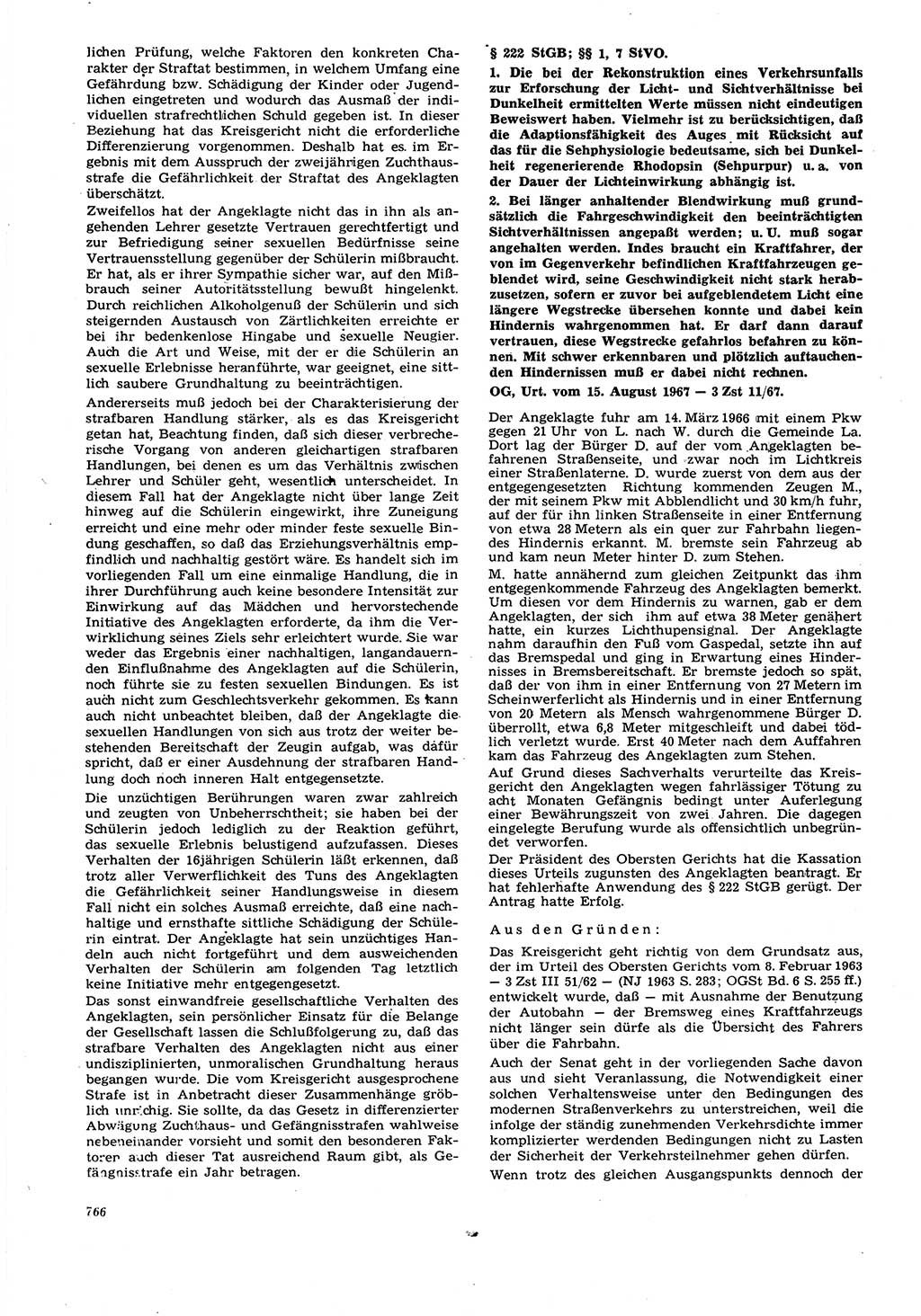 Neue Justiz (NJ), Zeitschrift für Recht und Rechtswissenschaft [Deutsche Demokratische Republik (DDR)], 21. Jahrgang 1967, Seite 766 (NJ DDR 1967, S. 766)
