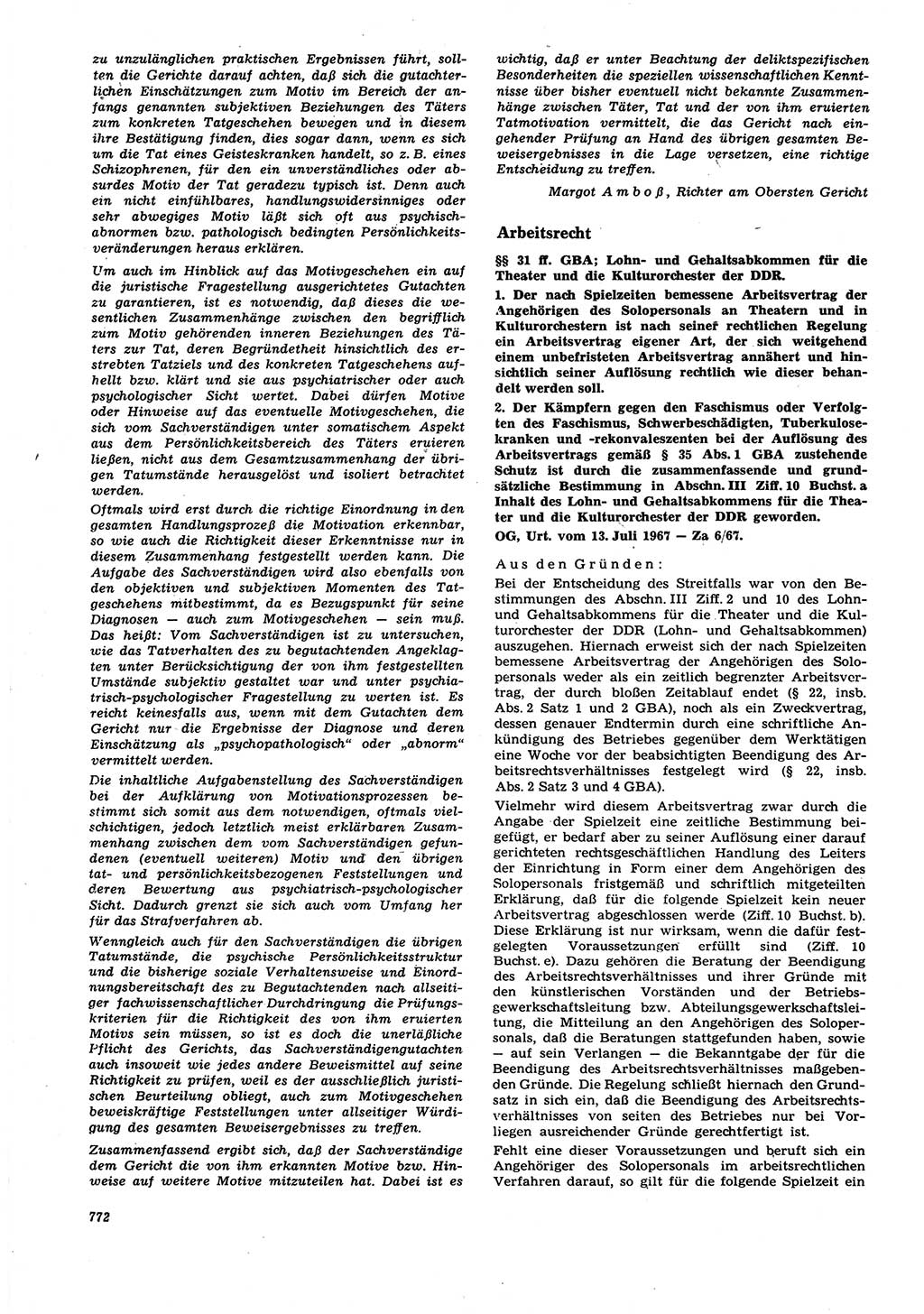 Neue Justiz (NJ), Zeitschrift für Recht und Rechtswissenschaft [Deutsche Demokratische Republik (DDR)], 21. Jahrgang 1967, Seite 772 (NJ DDR 1967, S. 772)
