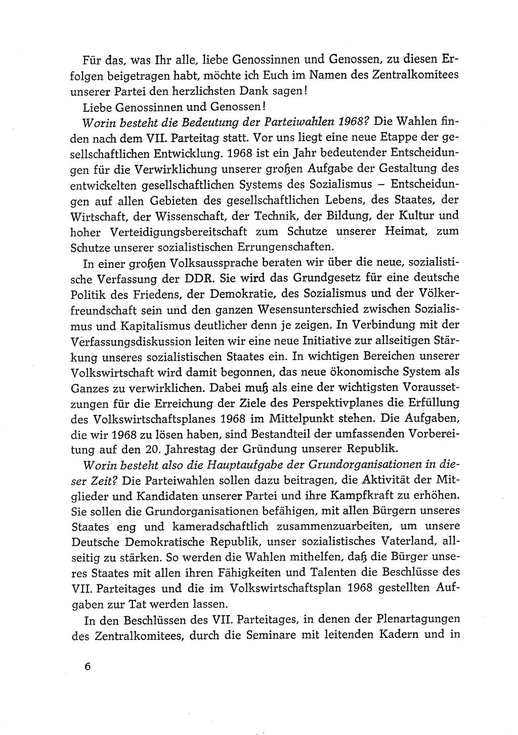 Dokumente der Sozialistischen Einheitspartei Deutschlands (SED) [Deutsche Demokratische Republik (DDR)] 1968-1969, Seite 6 (Dok. SED DDR 1968-1969, S. 6)