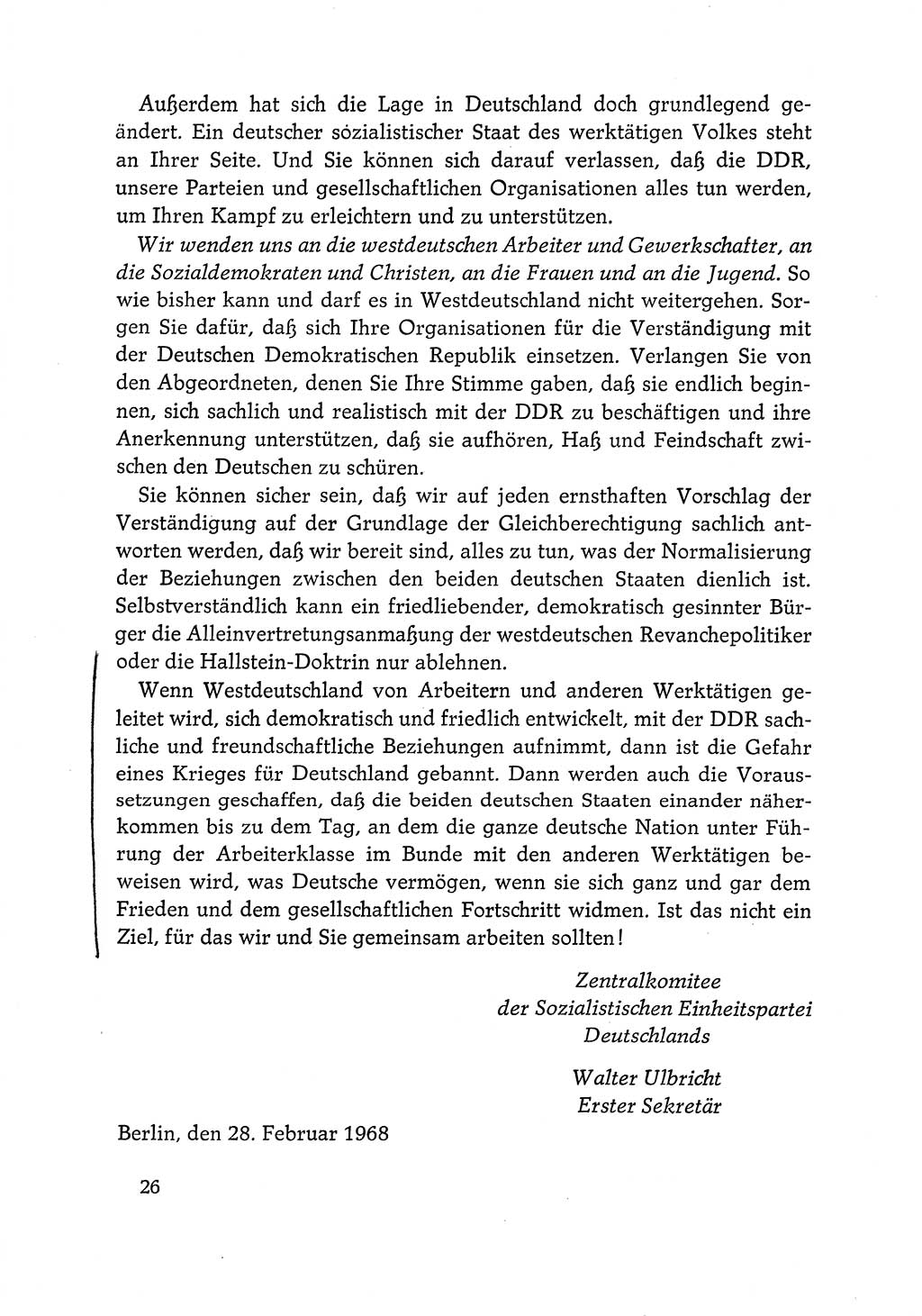 Dokumente der Sozialistischen Einheitspartei Deutschlands (SED) [Deutsche Demokratische Republik (DDR)] 1968-1969, Seite 26 (Dok. SED DDR 1968-1969, S. 26)