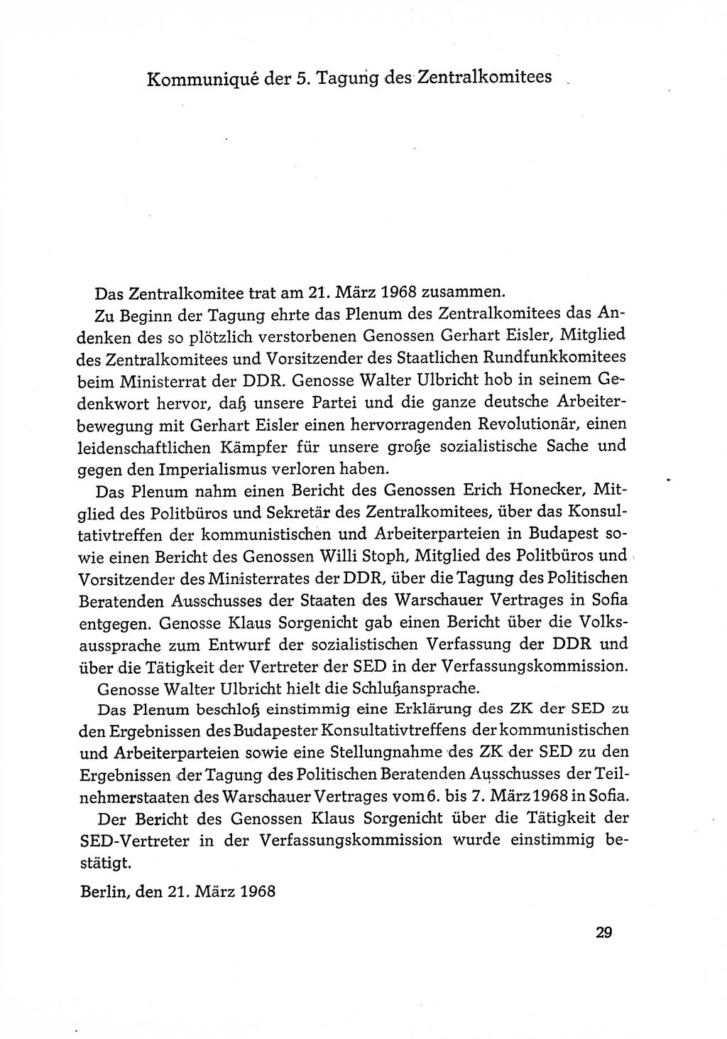 Dokumente der Sozialistischen Einheitspartei Deutschlands (SED) [Deutsche Demokratische Republik (DDR)] 1968-1969, Seite 29 (Dok. SED DDR 1968-1969, S. 29)