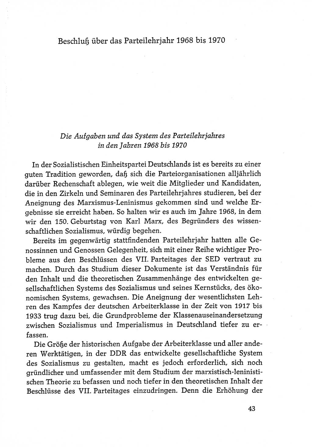 Dokumente der Sozialistischen Einheitspartei Deutschlands (SED) [Deutsche Demokratische Republik (DDR)] 1968-1969, Seite 43 (Dok. SED DDR 1968-1969, S. 43)