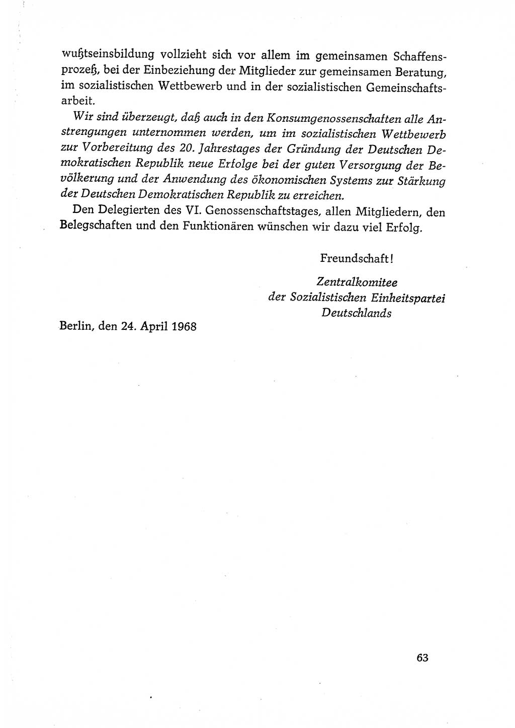 Dokumente der Sozialistischen Einheitspartei Deutschlands (SED) [Deutsche Demokratische Republik (DDR)] 1968-1969, Seite 63 (Dok. SED DDR 1968-1969, S. 63)
