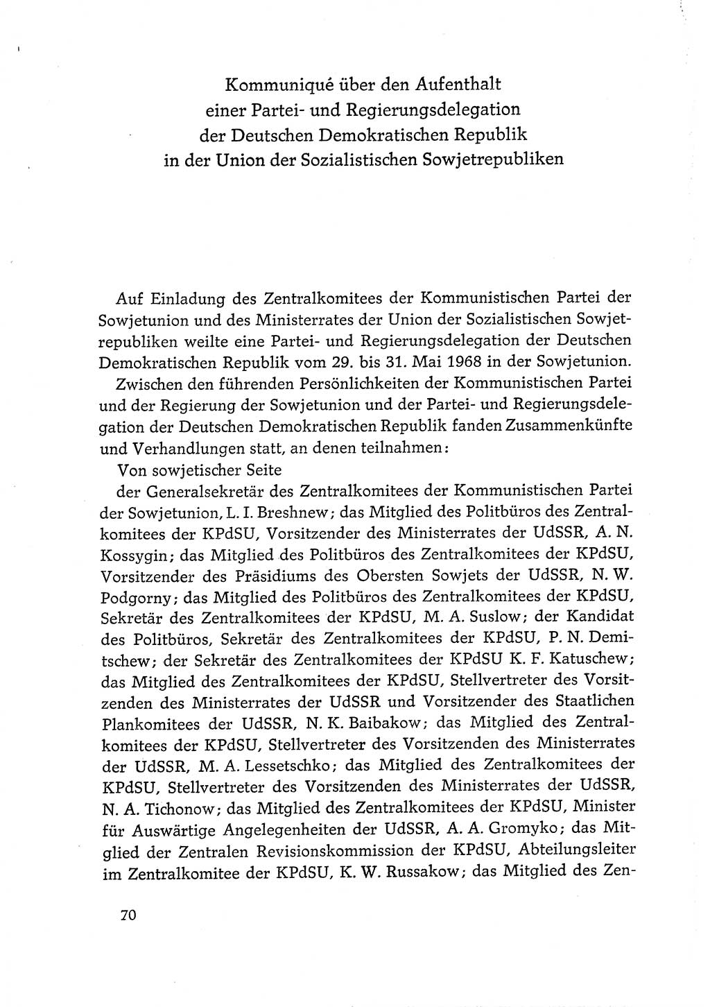 Dokumente der Sozialistischen Einheitspartei Deutschlands (SED) [Deutsche Demokratische Republik (DDR)] 1968-1969, Seite 70 (Dok. SED DDR 1968-1969, S. 70)