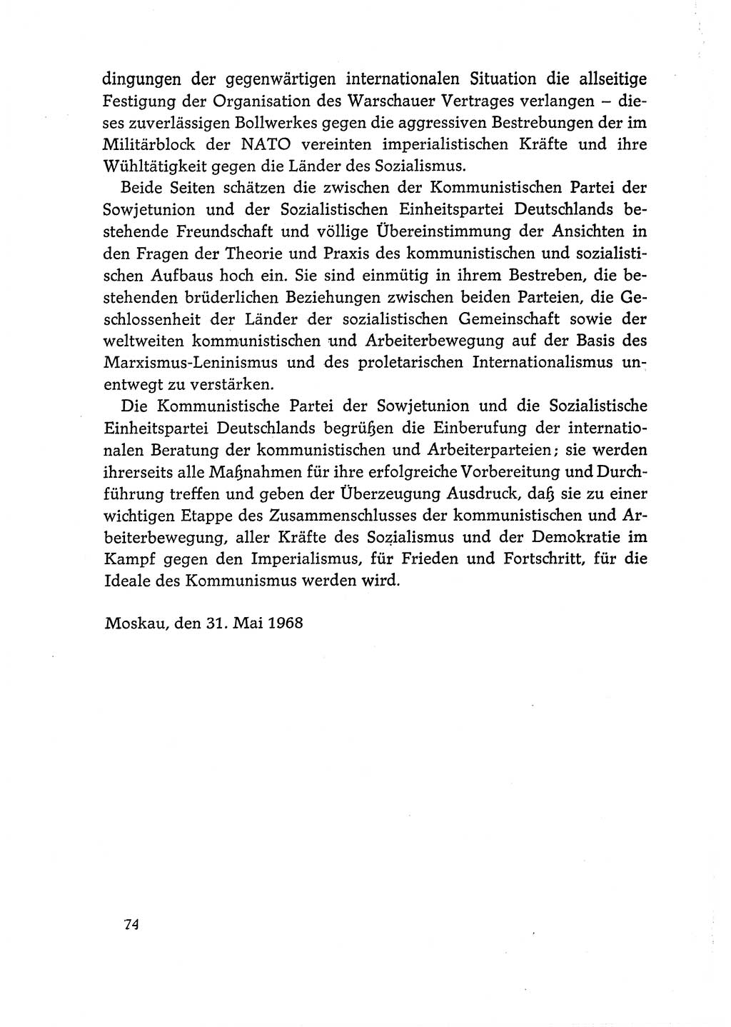 Dokumente der Sozialistischen Einheitspartei Deutschlands (SED) [Deutsche Demokratische Republik (DDR)] 1968-1969, Seite 74 (Dok. SED DDR 1968-1969, S. 74)