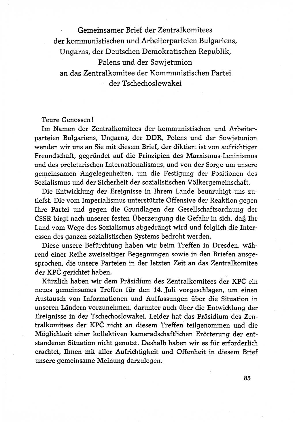 Dokumente der Sozialistischen Einheitspartei Deutschlands (SED) [Deutsche Demokratische Republik (DDR)] 1968-1969, Seite 85 (Dok. SED DDR 1968-1969, S. 85)