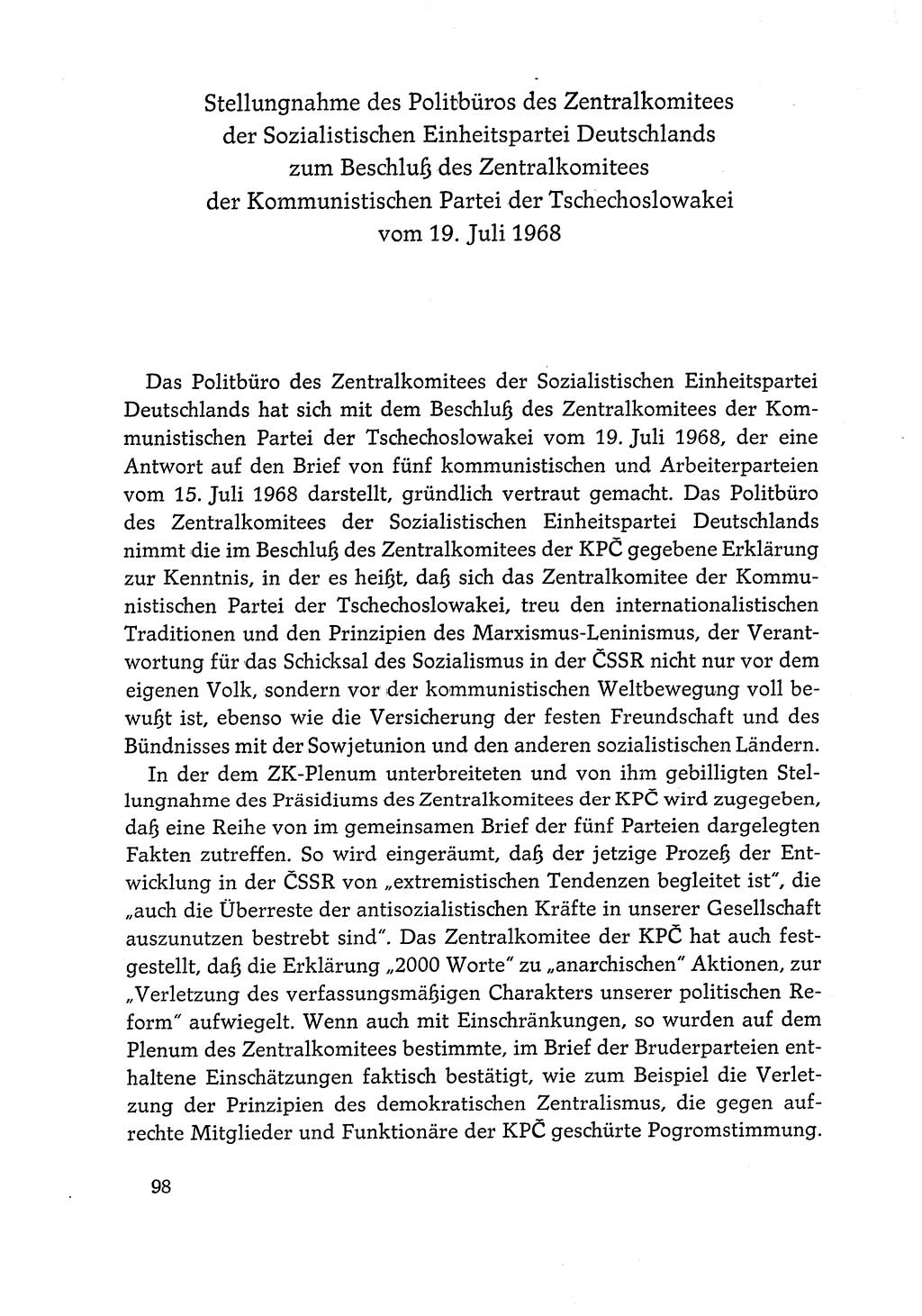 Dokumente der Sozialistischen Einheitspartei Deutschlands (SED) [Deutsche Demokratische Republik (DDR)] 1968-1969, Seite 98 (Dok. SED DDR 1968-1969, S. 98)